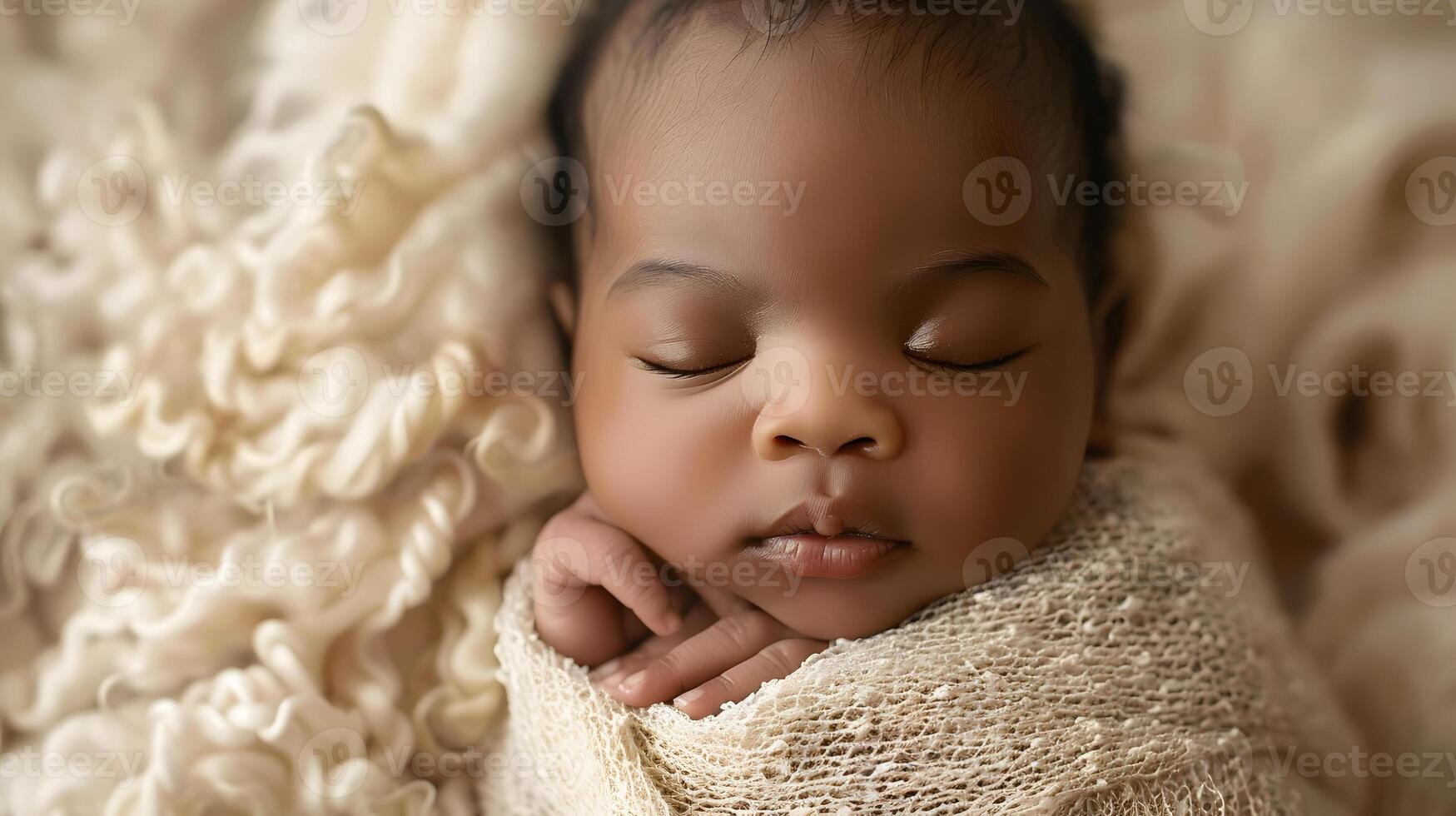 AI generated A beautiful newborn baby in soft comfortable clothes. AI Generated photo