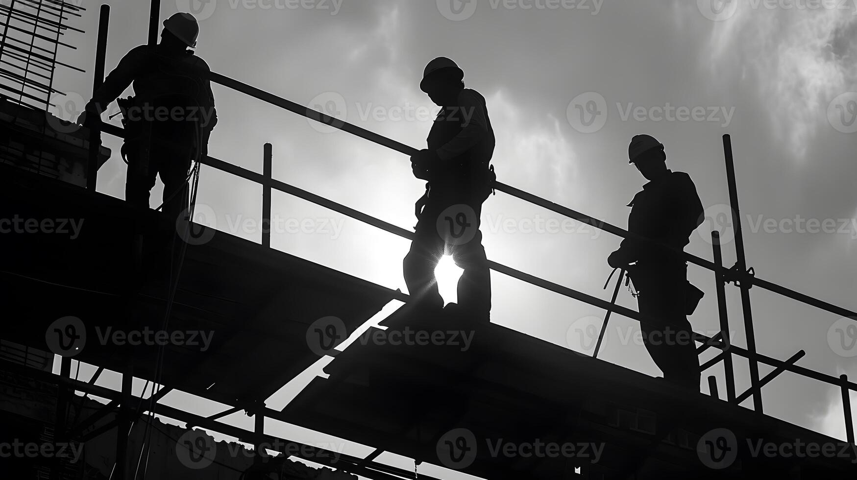 AI generated A man, a worker, a builder by profession, in a uniform and a helmet. AI Generated photo