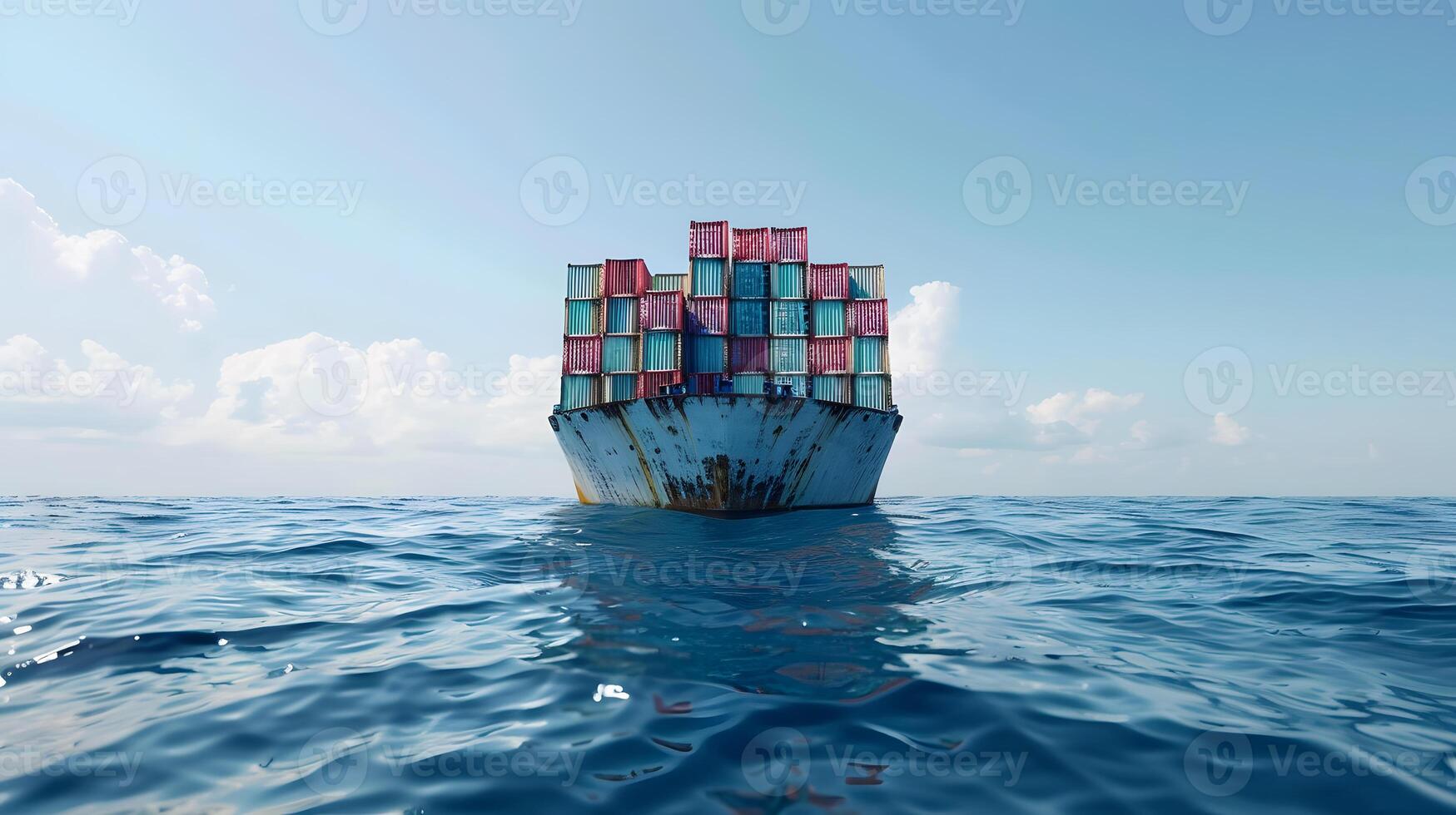 AI generated A ship for transporting cargo containers and also unloading it at the docks of a cargo port. AI Generated photo