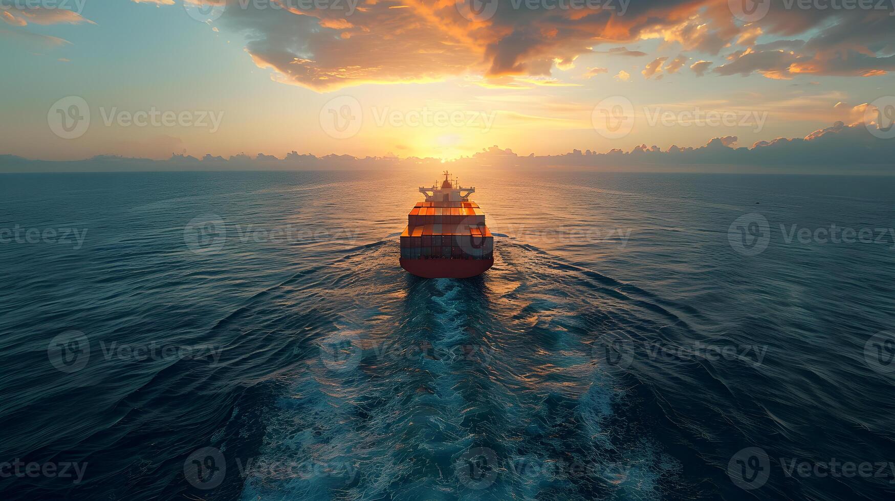 AI generated A ship for transporting cargo containers and also unloading it at the docks of a cargo port. AI Generated photo
