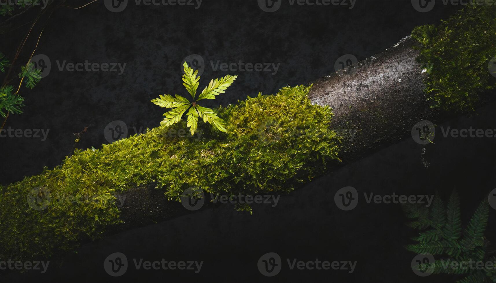 AI generated background of moss in the forest Generated Image photo