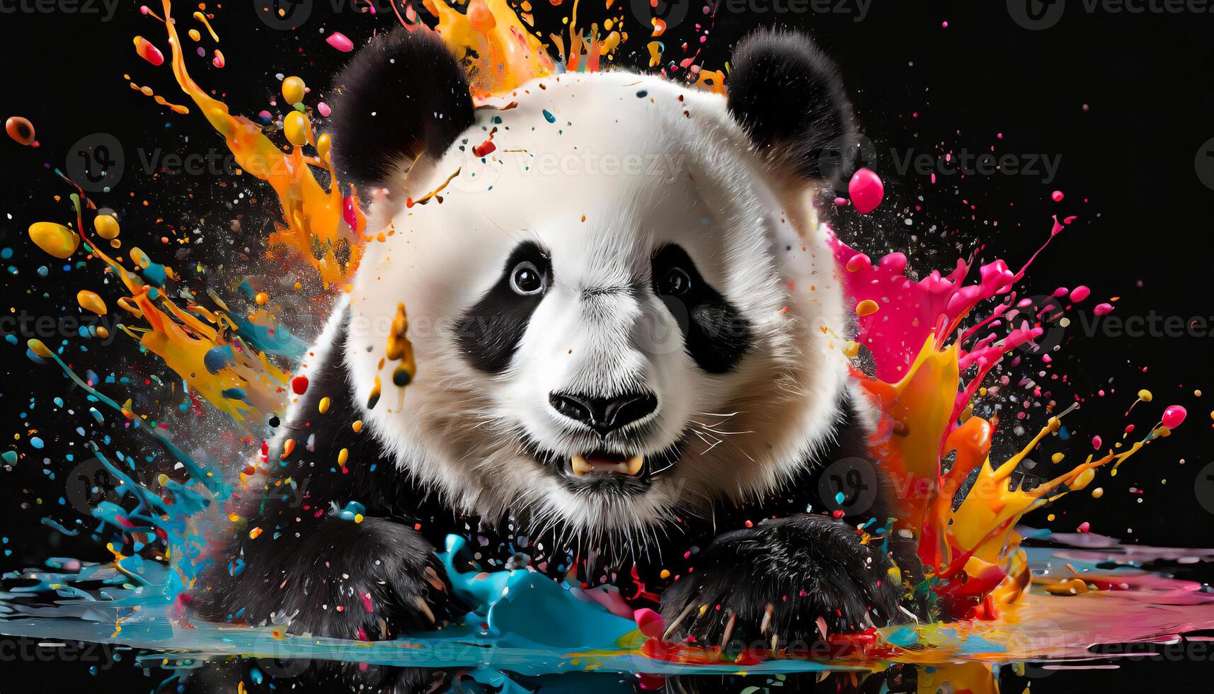 AI generated Panda in paint splash, Generated Image photo