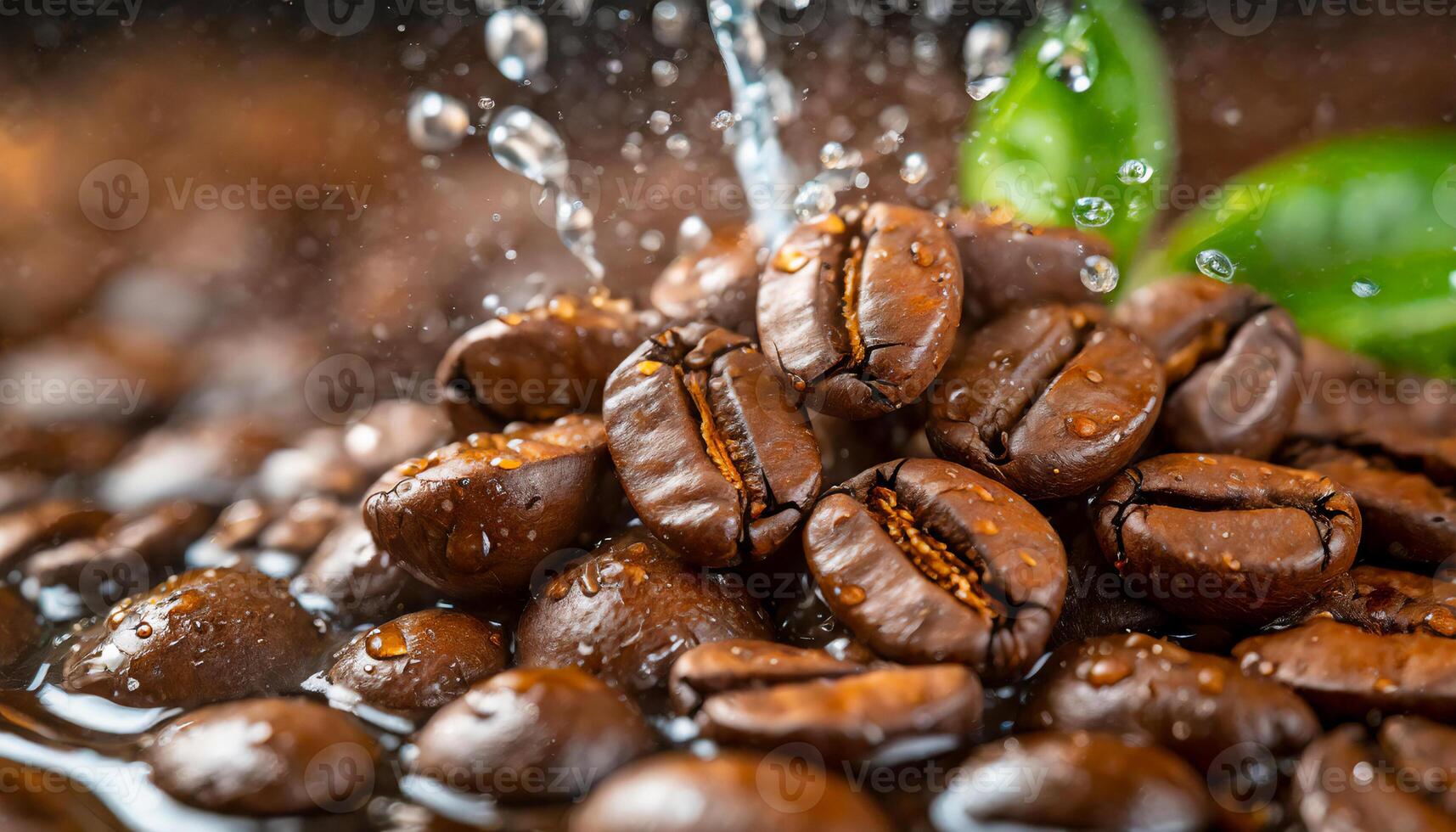 AI generated Coffee beans under the water Generated Image photo