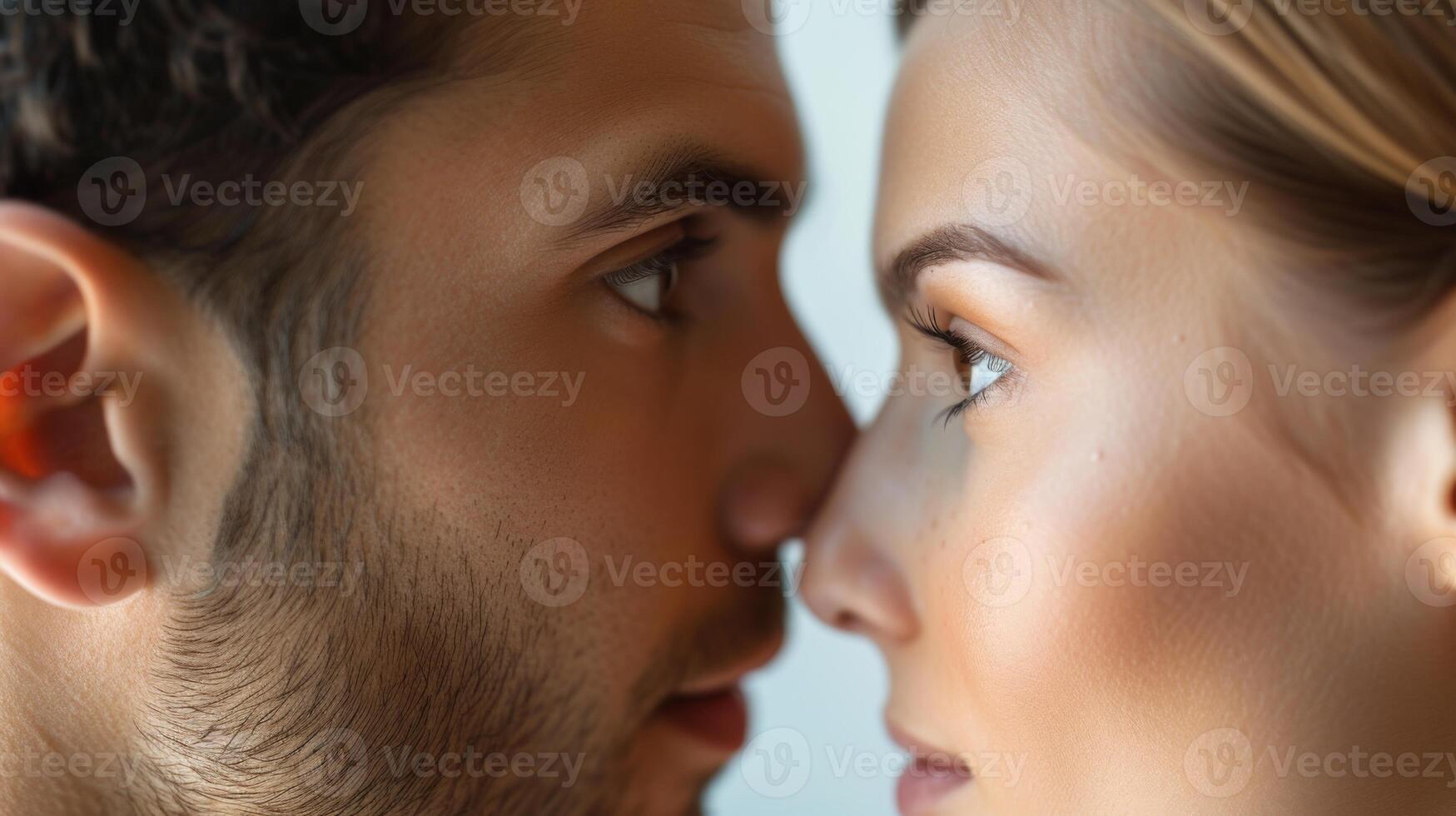 AI generated Attractive young couple looking at each other with love in their eyes photo