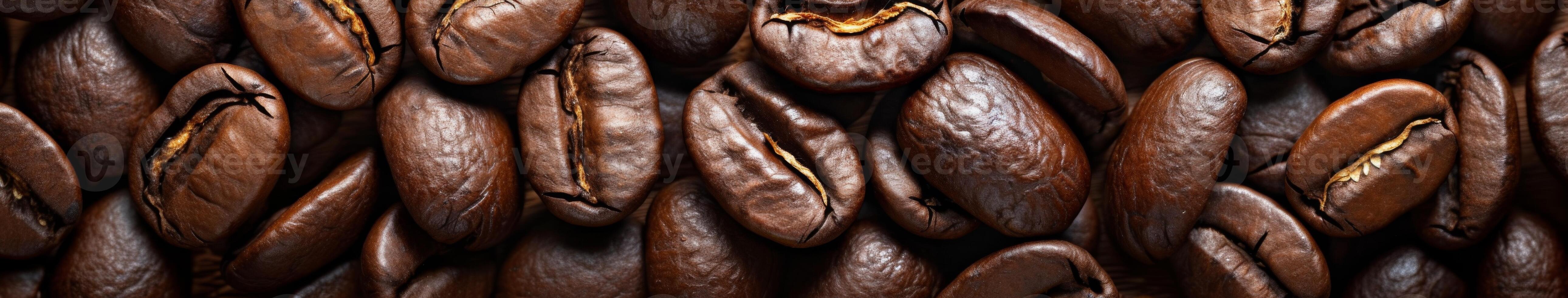 AI generated Close-up of roasted coffee beans for ads, design projects, and text backgrounds. photo