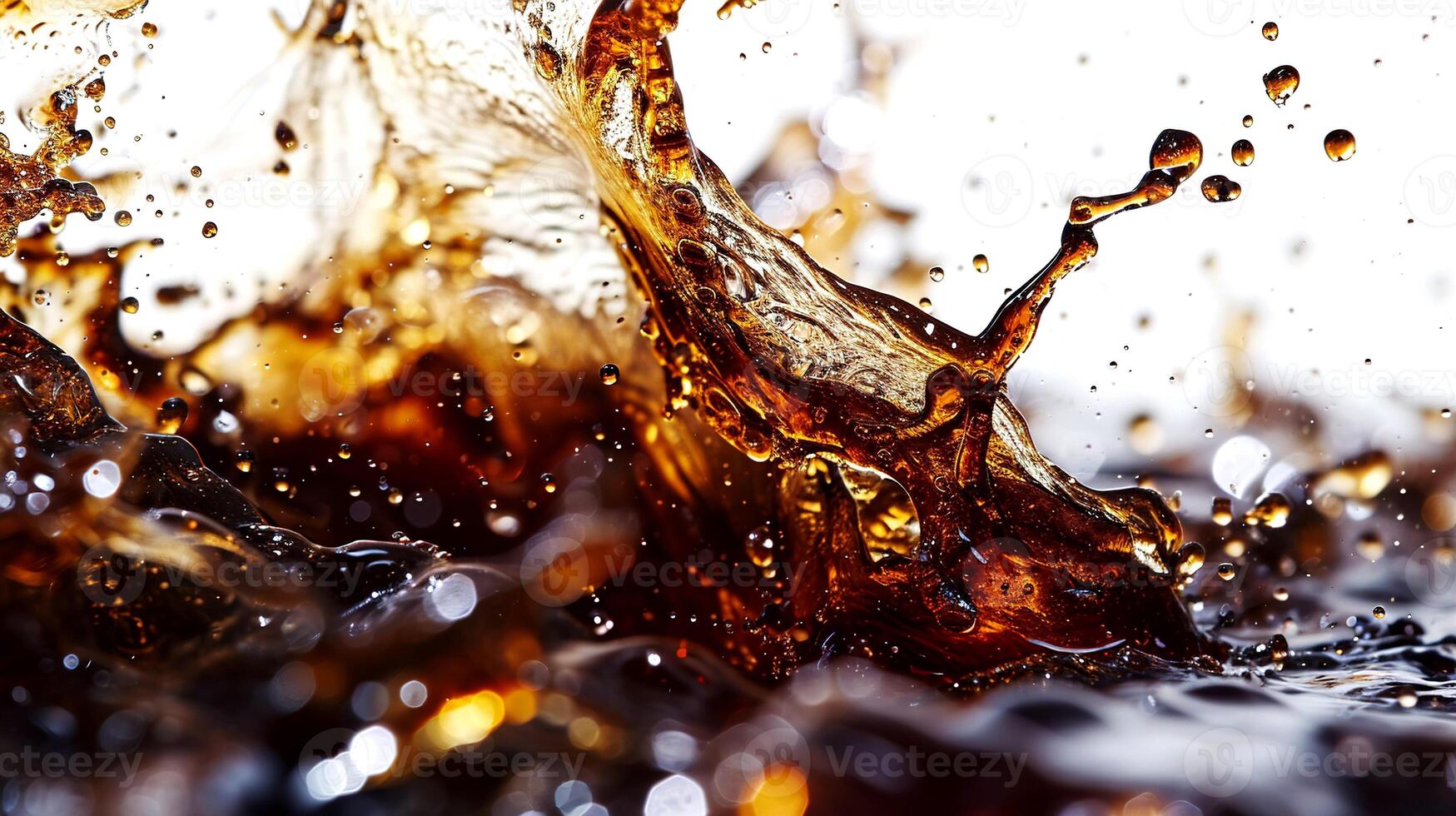 AI generated Vibrant Amber Liquid Splashing Out of a Glass, Creating a Beautiful Crown Shape on White Background photo