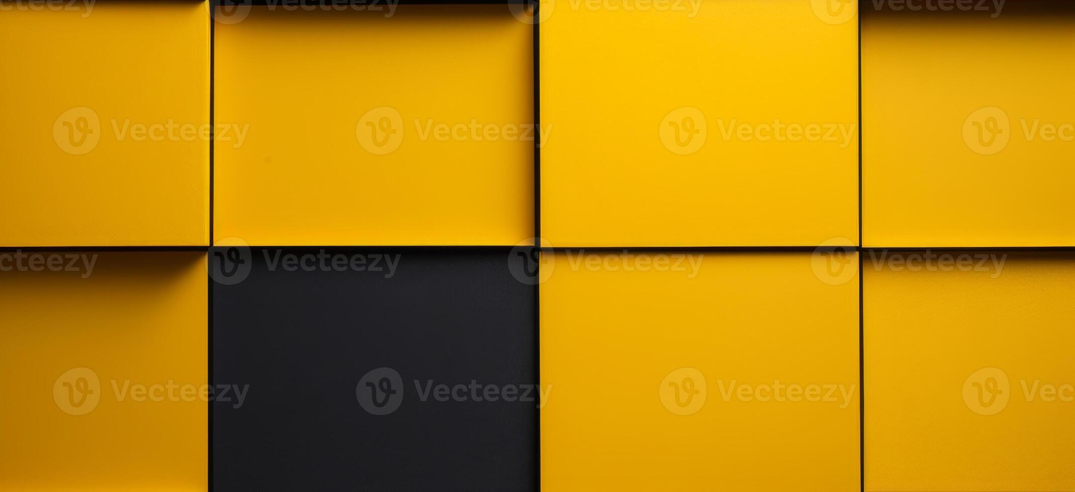 AI generated Bright yellow and black 3D rendering of abstract geometric shapes background pattern photo