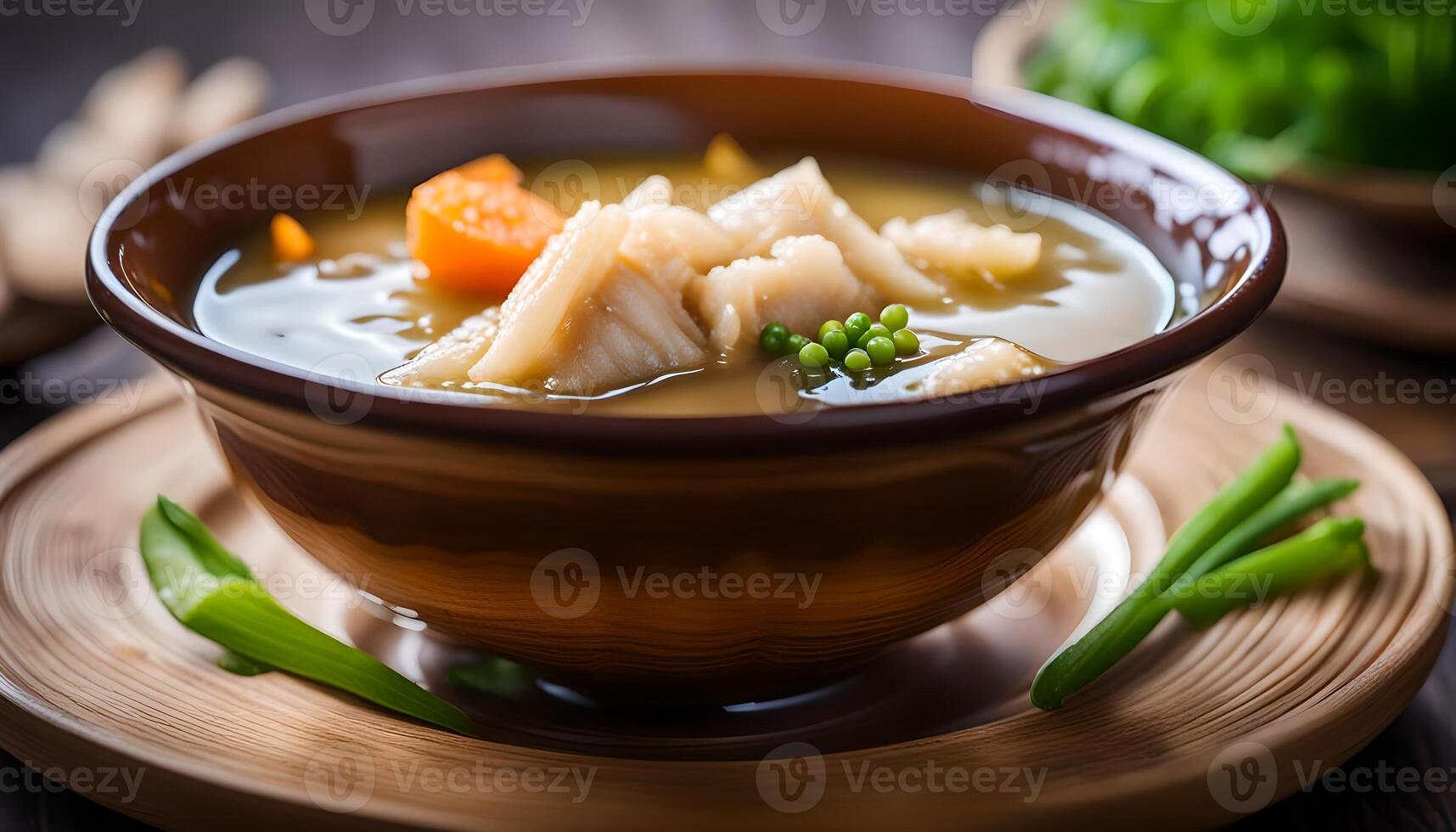 AI generated Fish maw soup in bowl photo