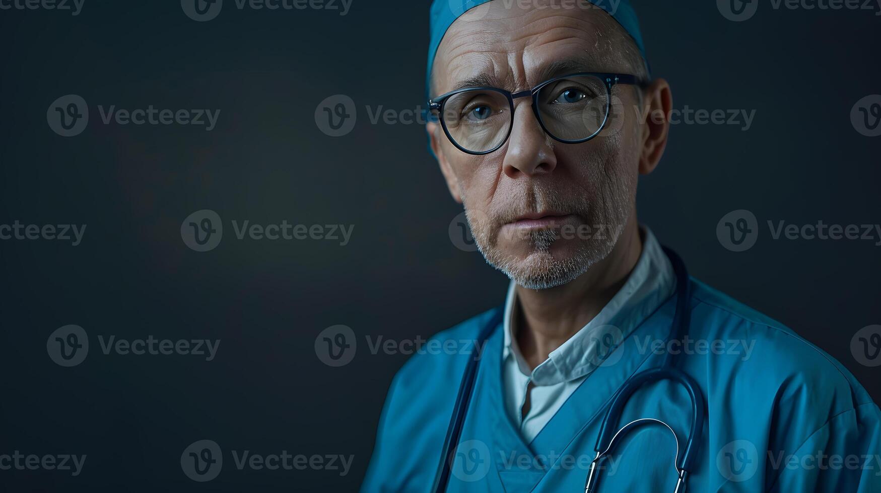 AI generated Portrait of a male medical worker with a stethoscope. AI Generated photo