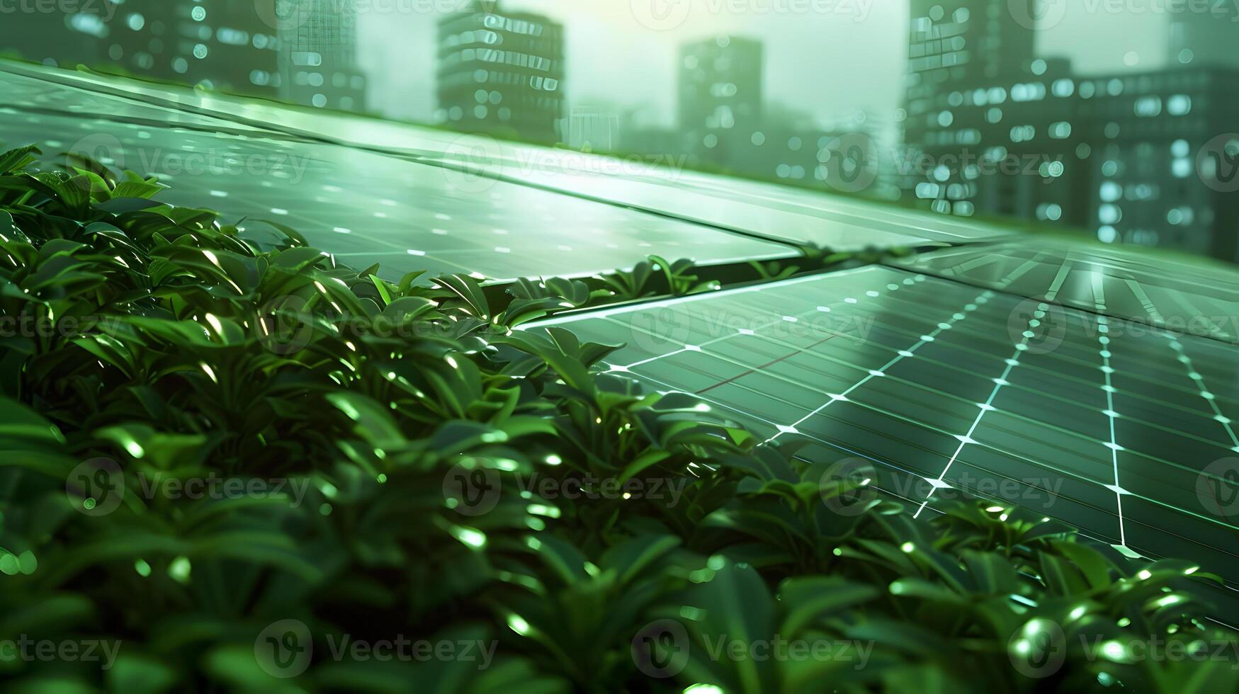 ai generado campos de solar paneles y sistemas a Produce verde electricidad. ai generado foto