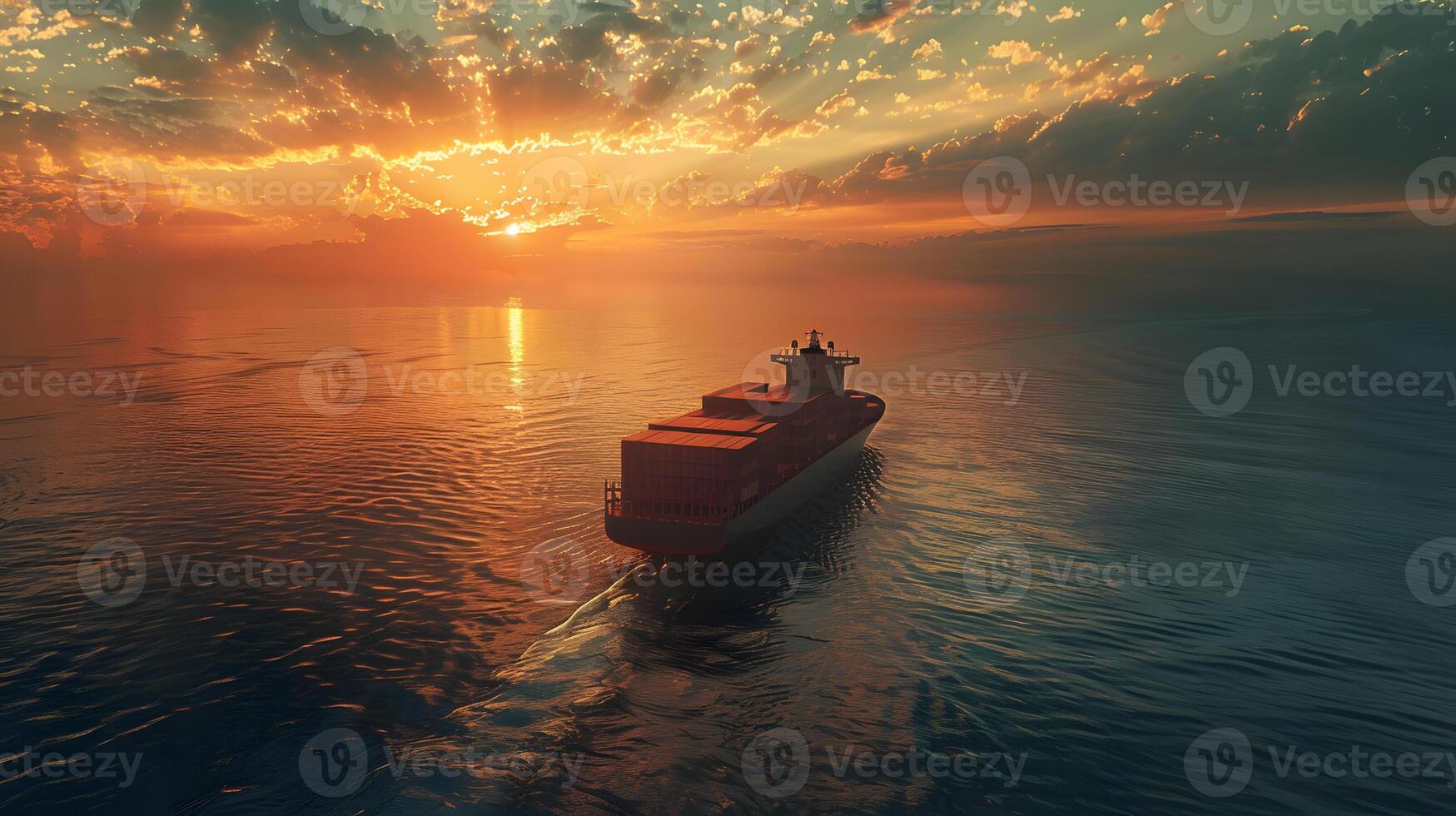 AI generated A ship for transporting cargo containers and also unloading it at the docks of a cargo port. AI Generated photo