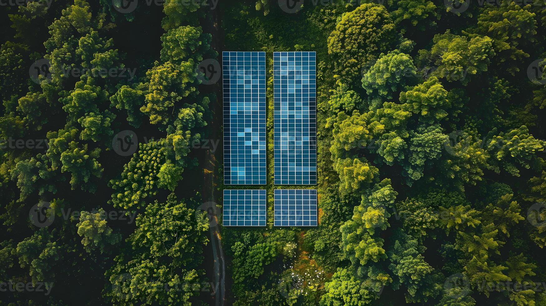 AI generated Fields of solar panels and systems to produce green electricity. AI Generated photo