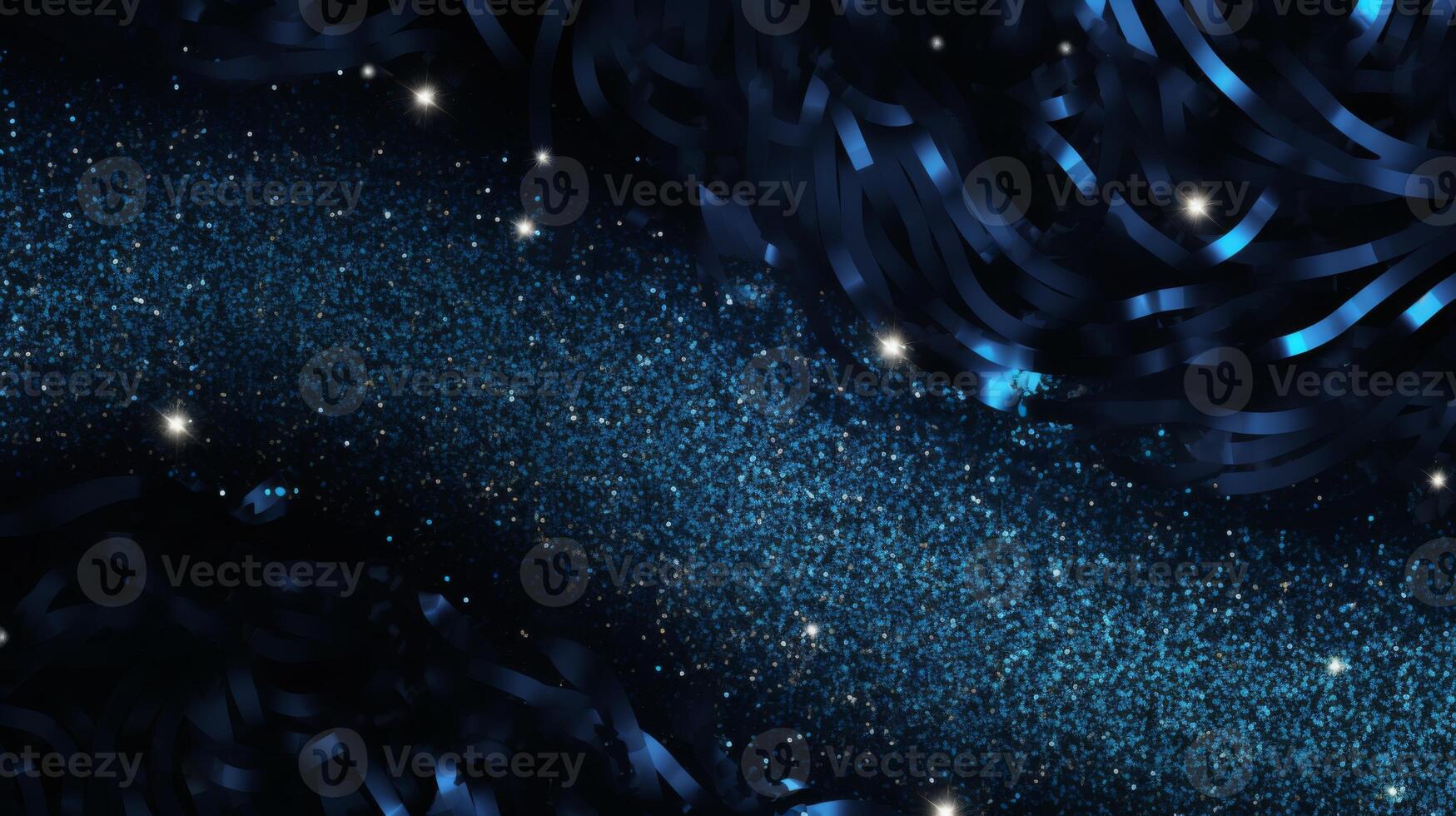 AI generated Black and blue shiny glamour glitter background. This image is perfect for a festive background or holiday card. photo