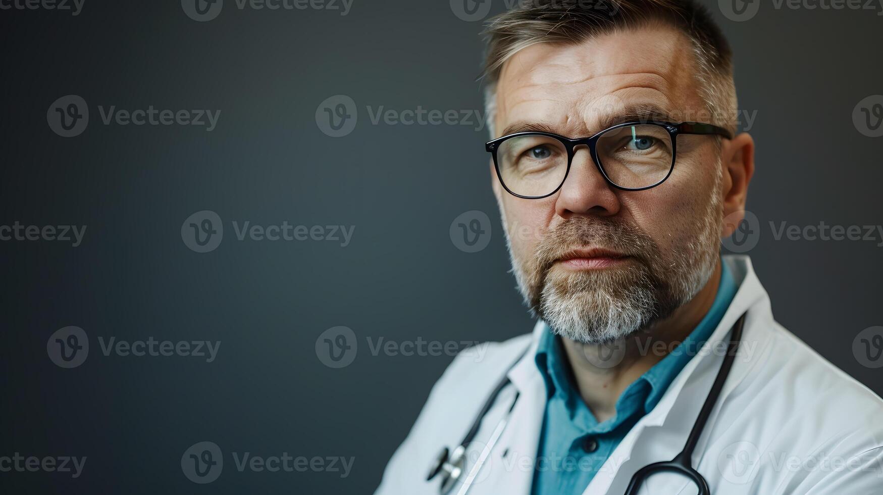 AI generated Portrait of a male medical worker with a stethoscope. AI Generated photo