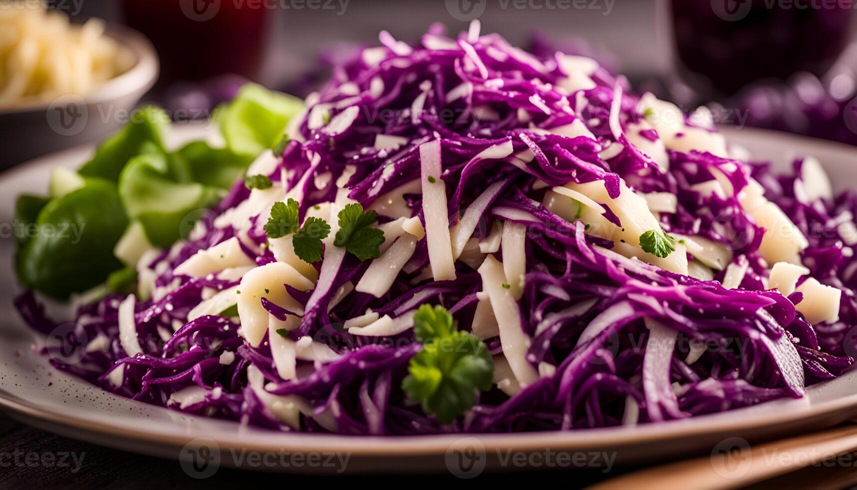 AI generated Cole Slaw Salad of red cabbage photo