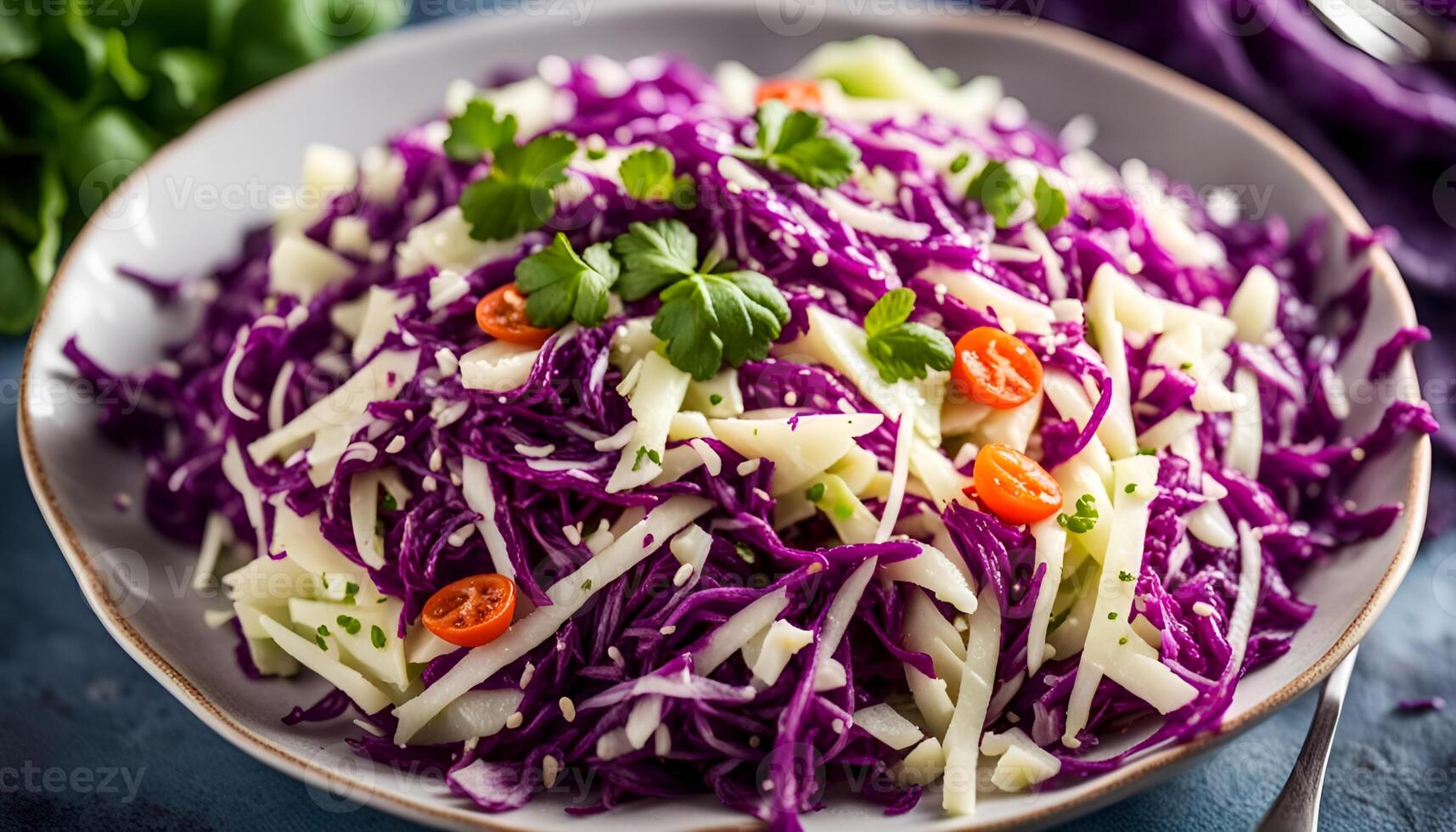 AI generated Cole Slaw Salad of red cabbage photo