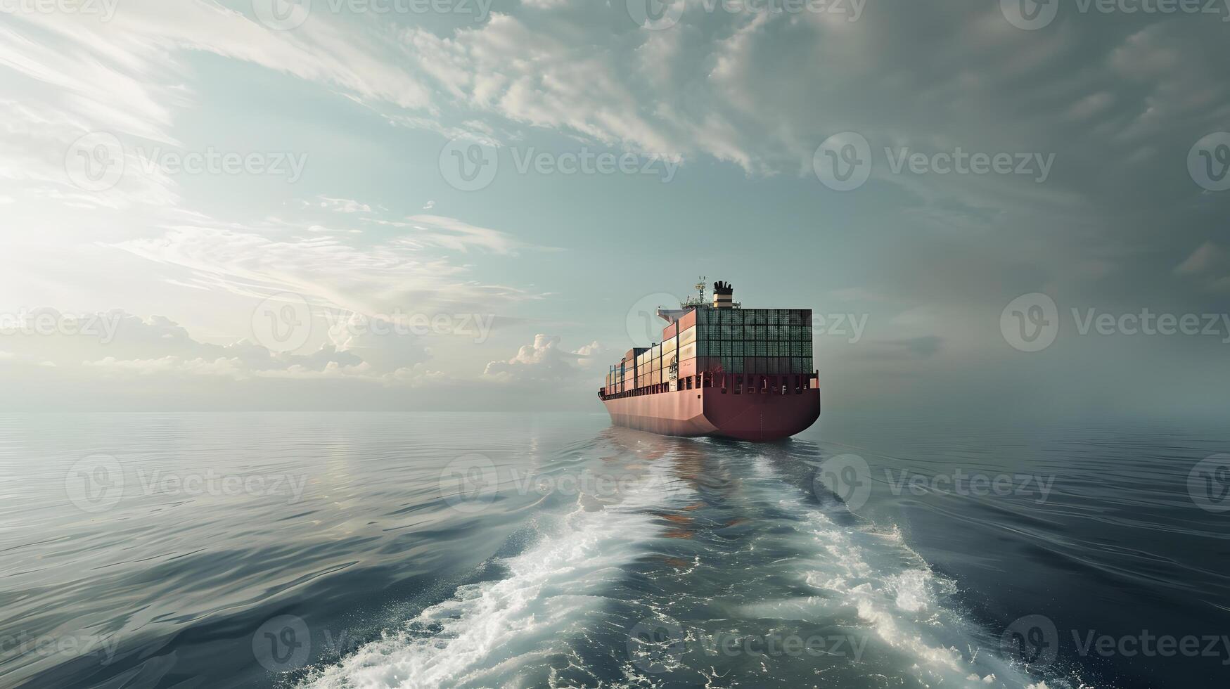 AI generated A ship for transporting cargo containers and also unloading it at the docks of a cargo port. AI Generated photo