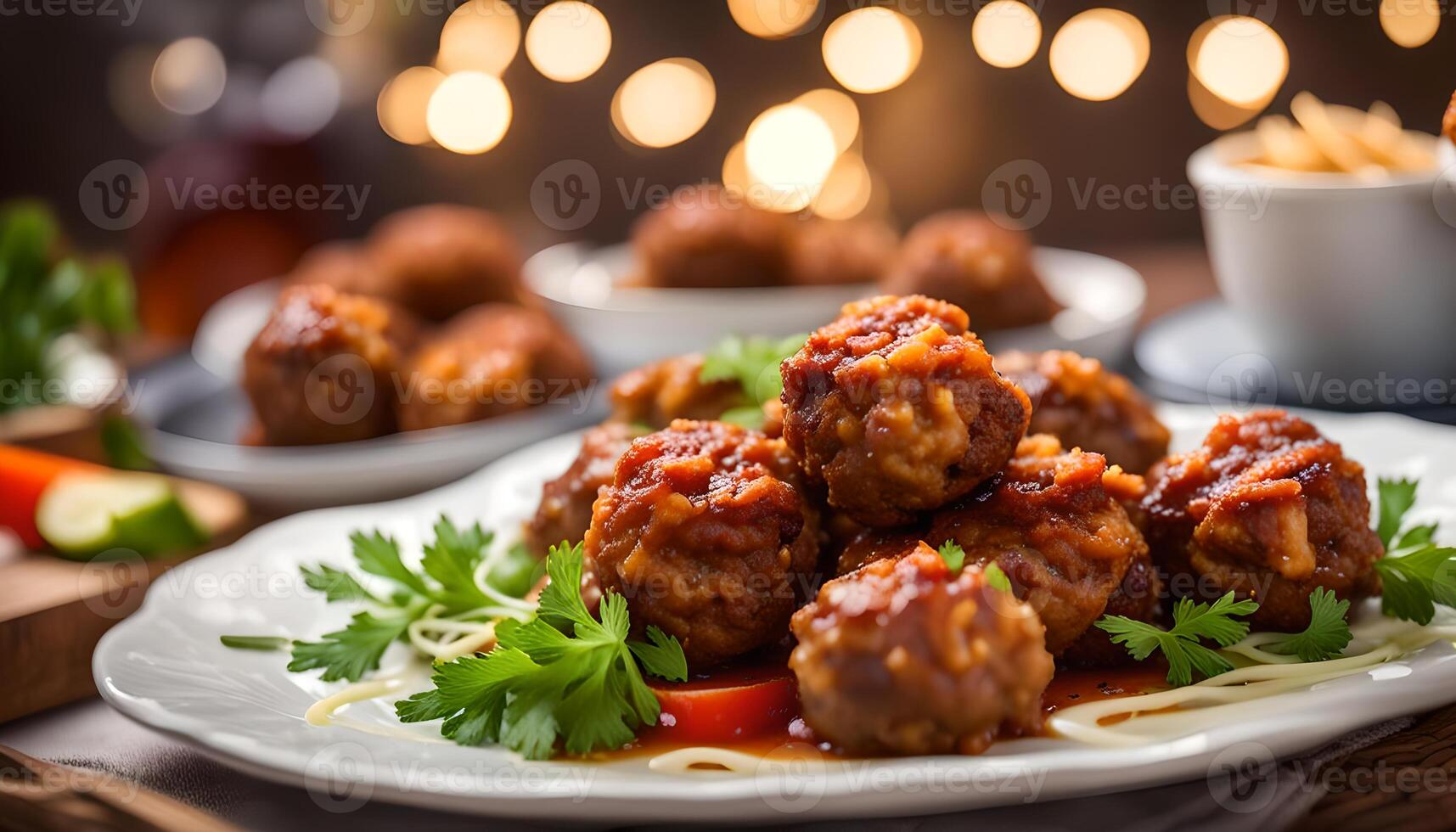 AI generated Fried meatballs on plate photo