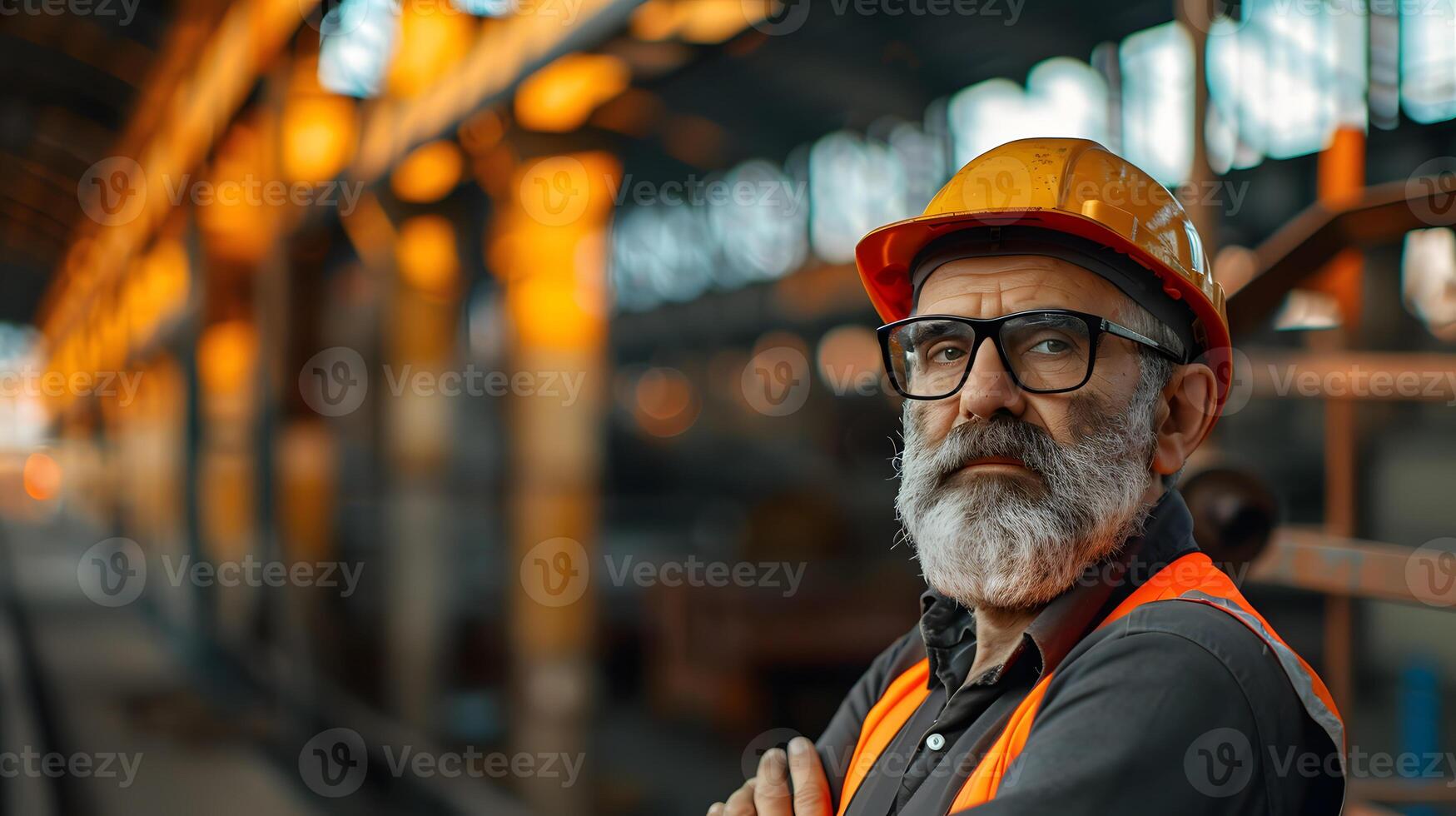AI generated A man, a worker, a builder by profession, in a uniform and a helmet. AI Generated photo