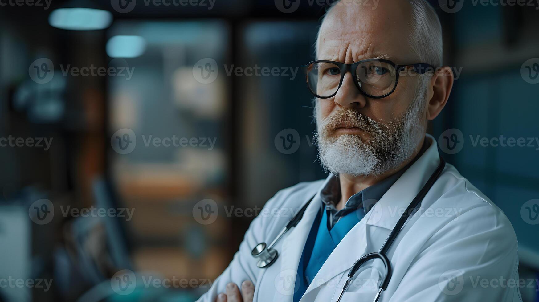 AI generated Portrait of a male medical worker with a stethoscope. AI Generated photo