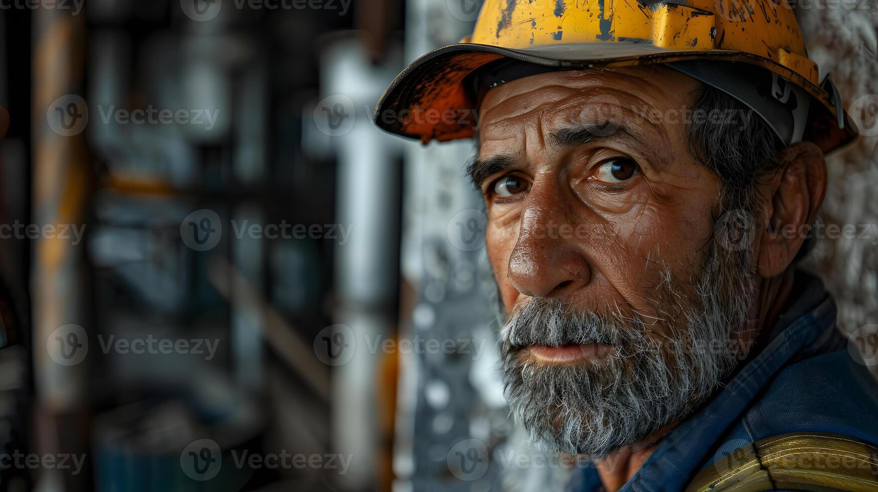 AI generated A man, a worker, a builder by profession, in a uniform and a helmet. AI Generated photo