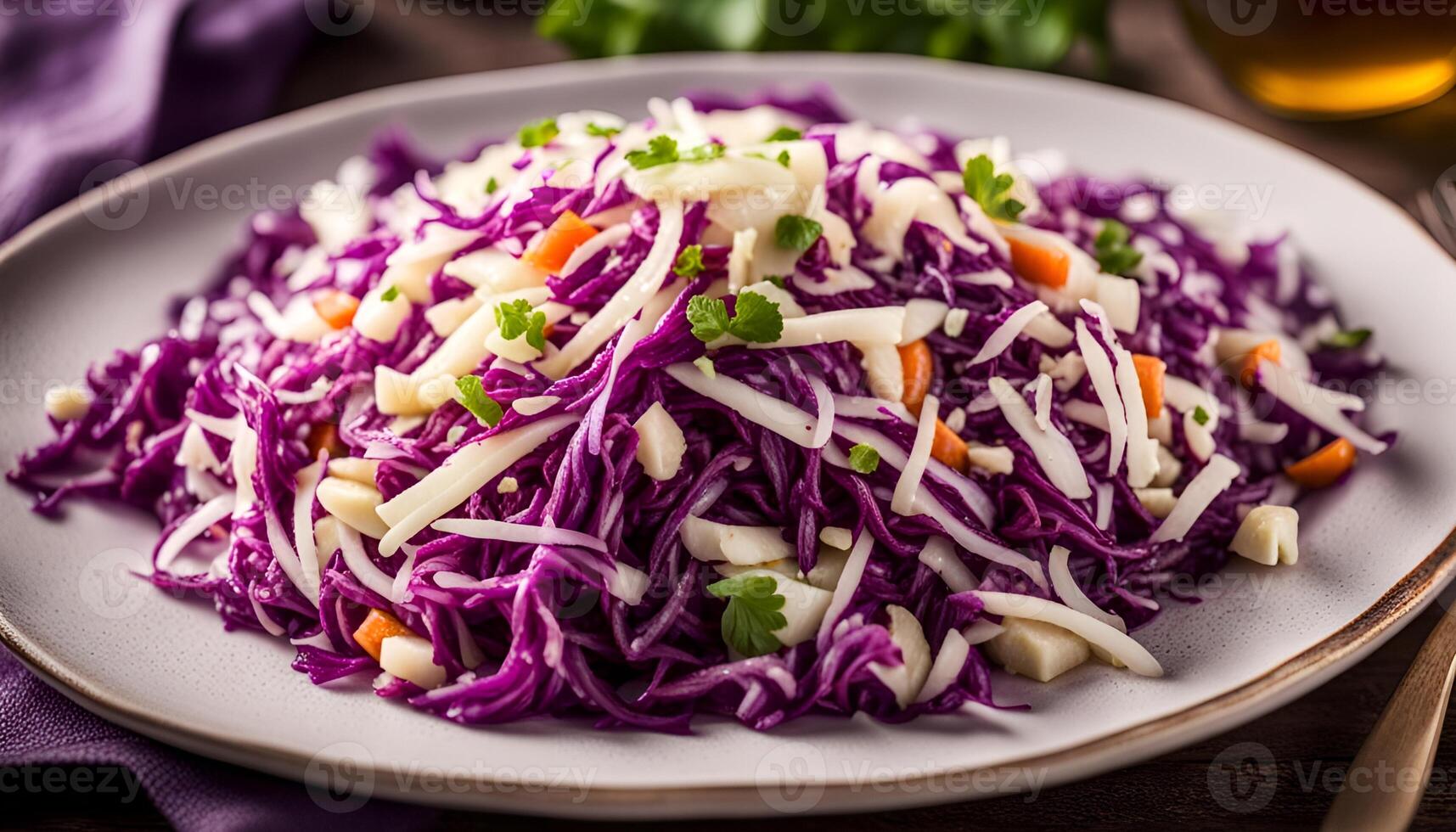 AI generated Cole Slaw Salad of red cabbage photo