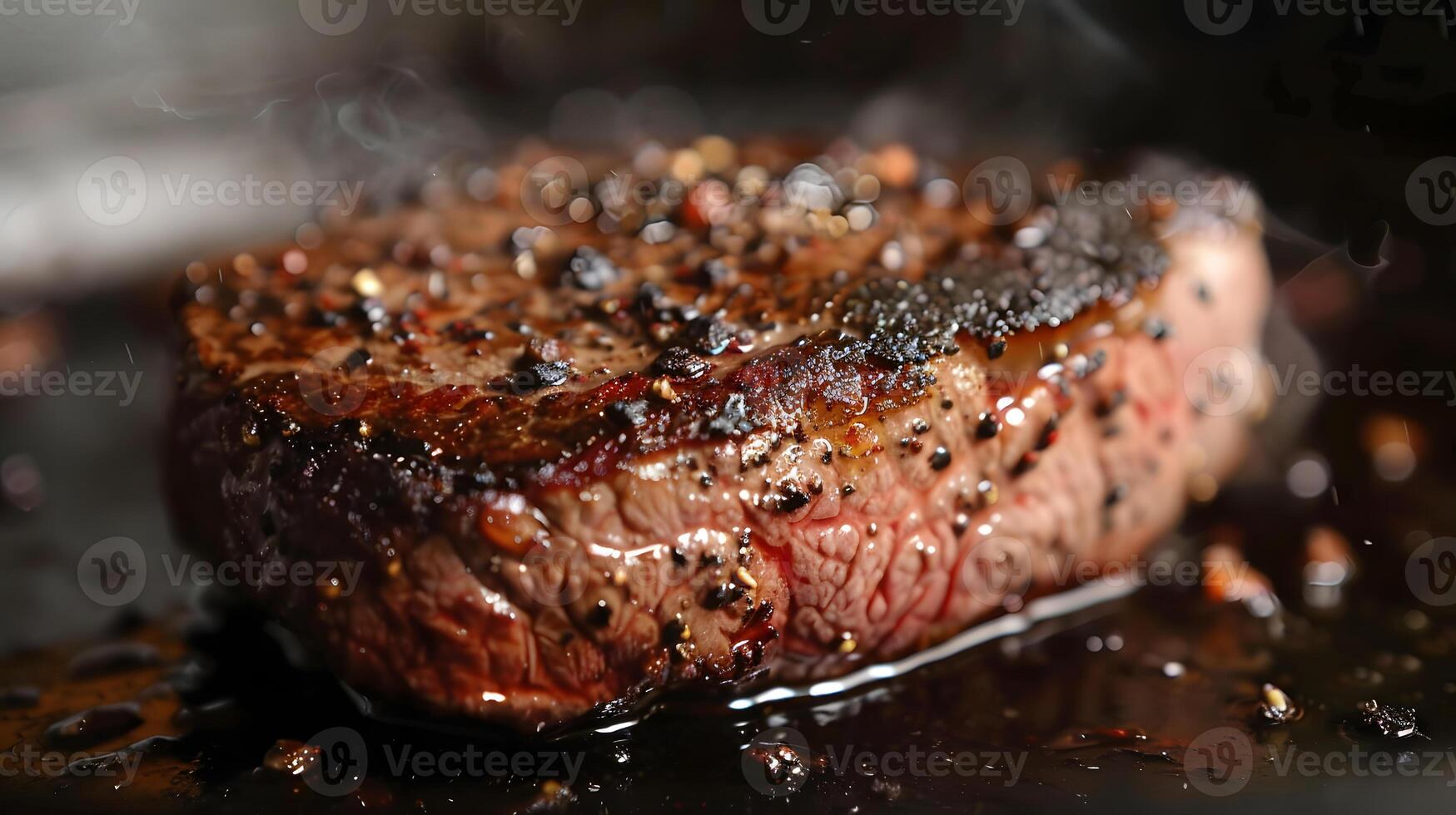 ai generado Fresco jugoso delicioso carne de vaca filete en un oscuro antecedentes. ai generado foto