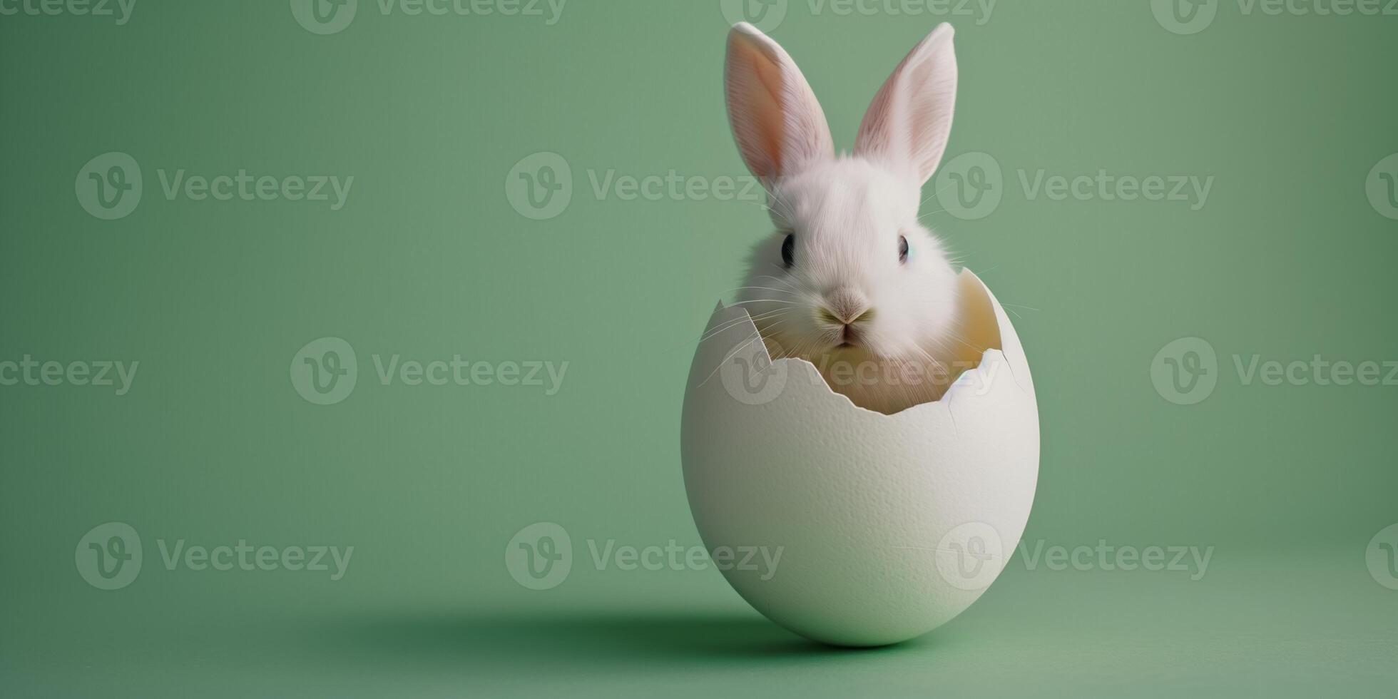 ai generado linda conejito en huevo para Pascua de Resurrección celebraciones y primavera festividades foto