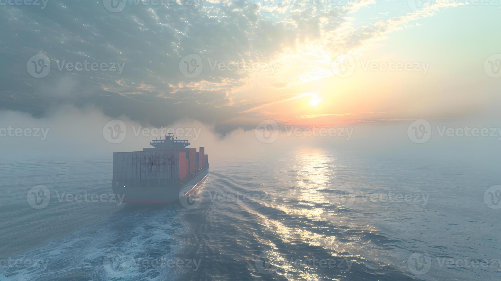 AI generated A ship for transporting cargo containers and also unloading it at the docks of a cargo port. AI Generated photo