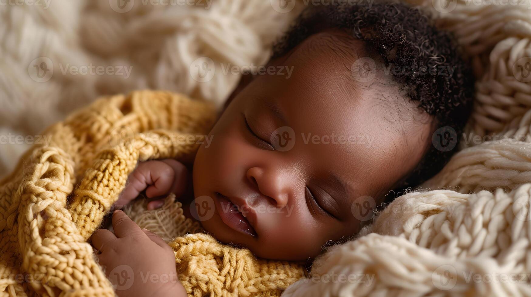 AI generated A beautiful newborn baby in soft comfortable clothes. AI Generated photo