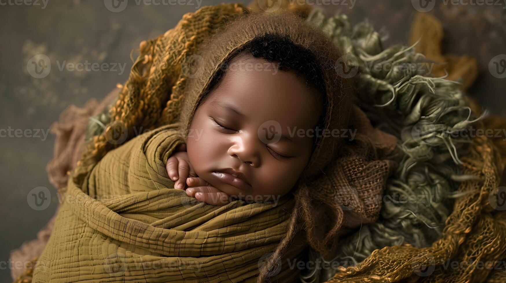 AI generated A beautiful newborn baby in soft comfortable clothes. AI Generated photo