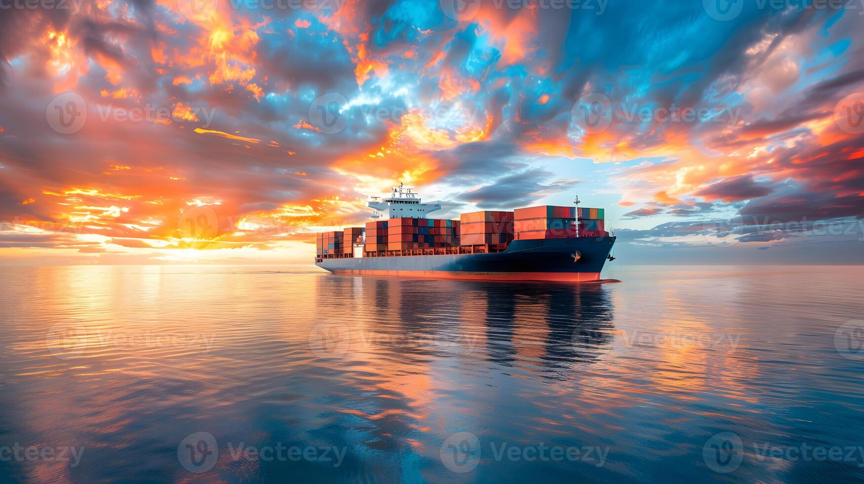 ai generado un Embarcacion para transportar carga contenedores y además descarga eso a el muelles de un carga puerto. ai generado foto