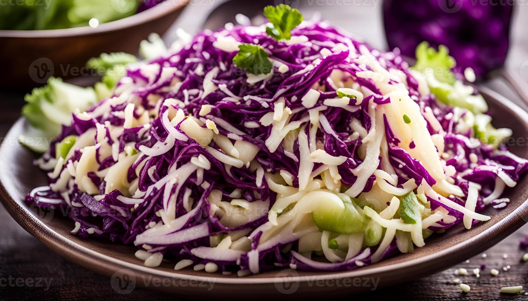 AI generated Cole Slaw Salad of red cabbage photo