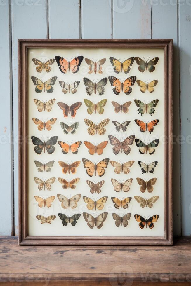 ai generado grupo de mariposas en un marco foto