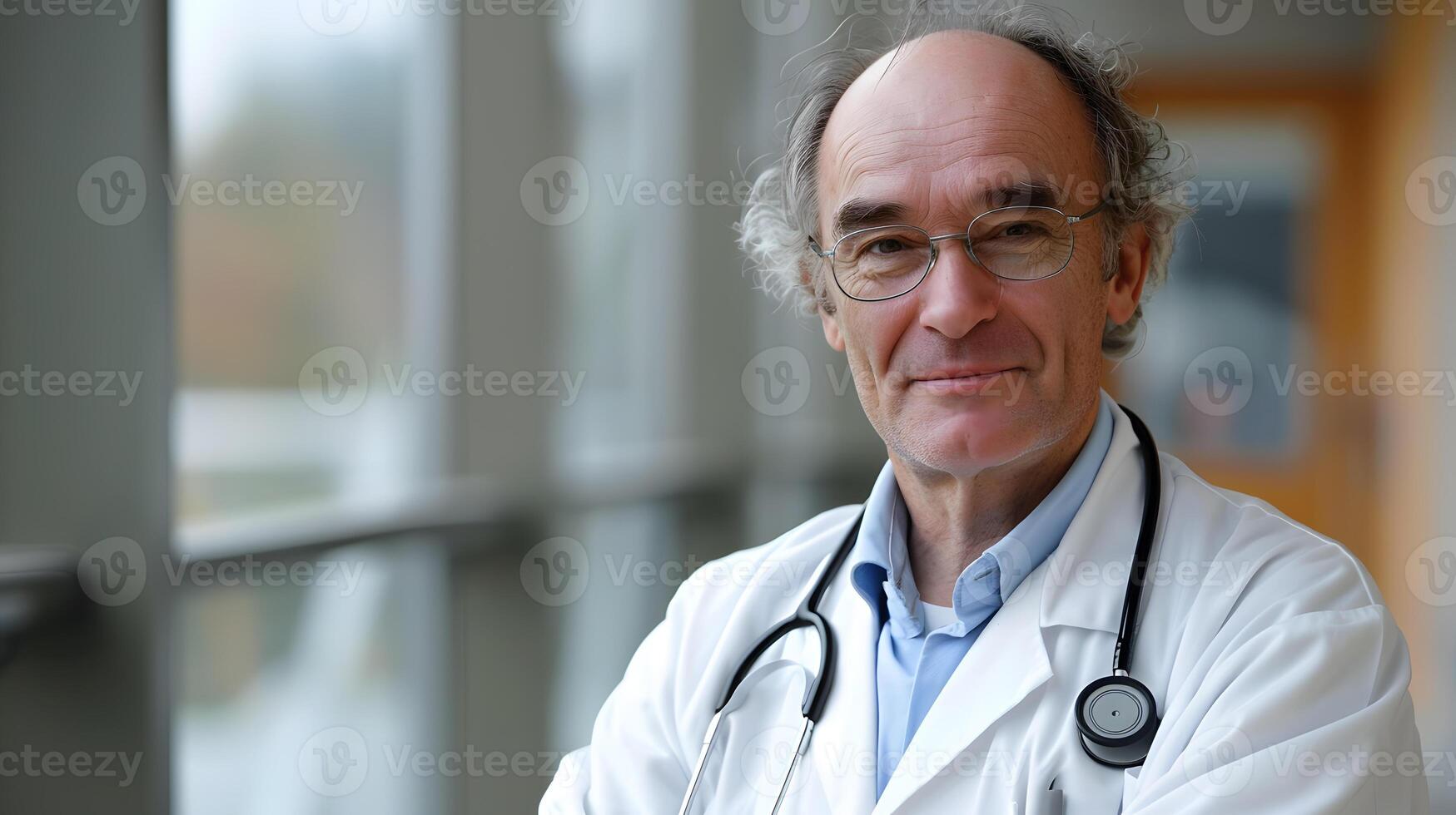 AI generated Portrait of a male medical worker with a stethoscope. AI Generated photo