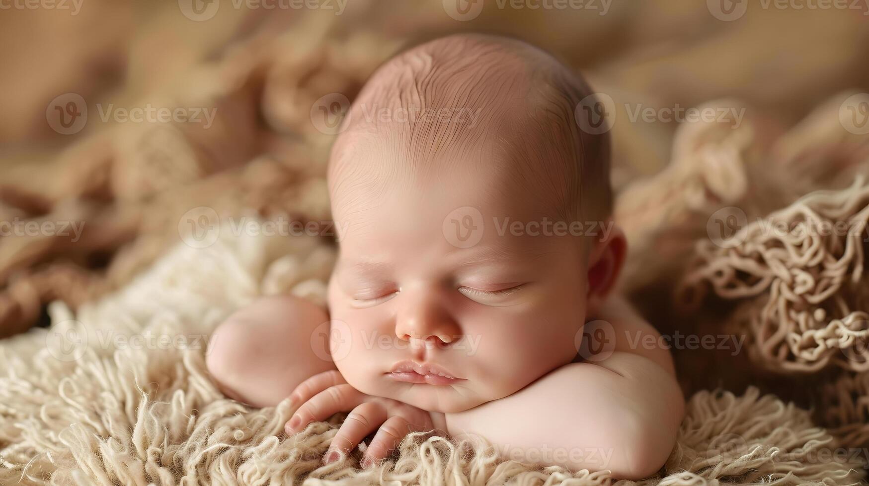 AI generated A beautiful newborn baby in soft comfortable clothes. AI Generated photo