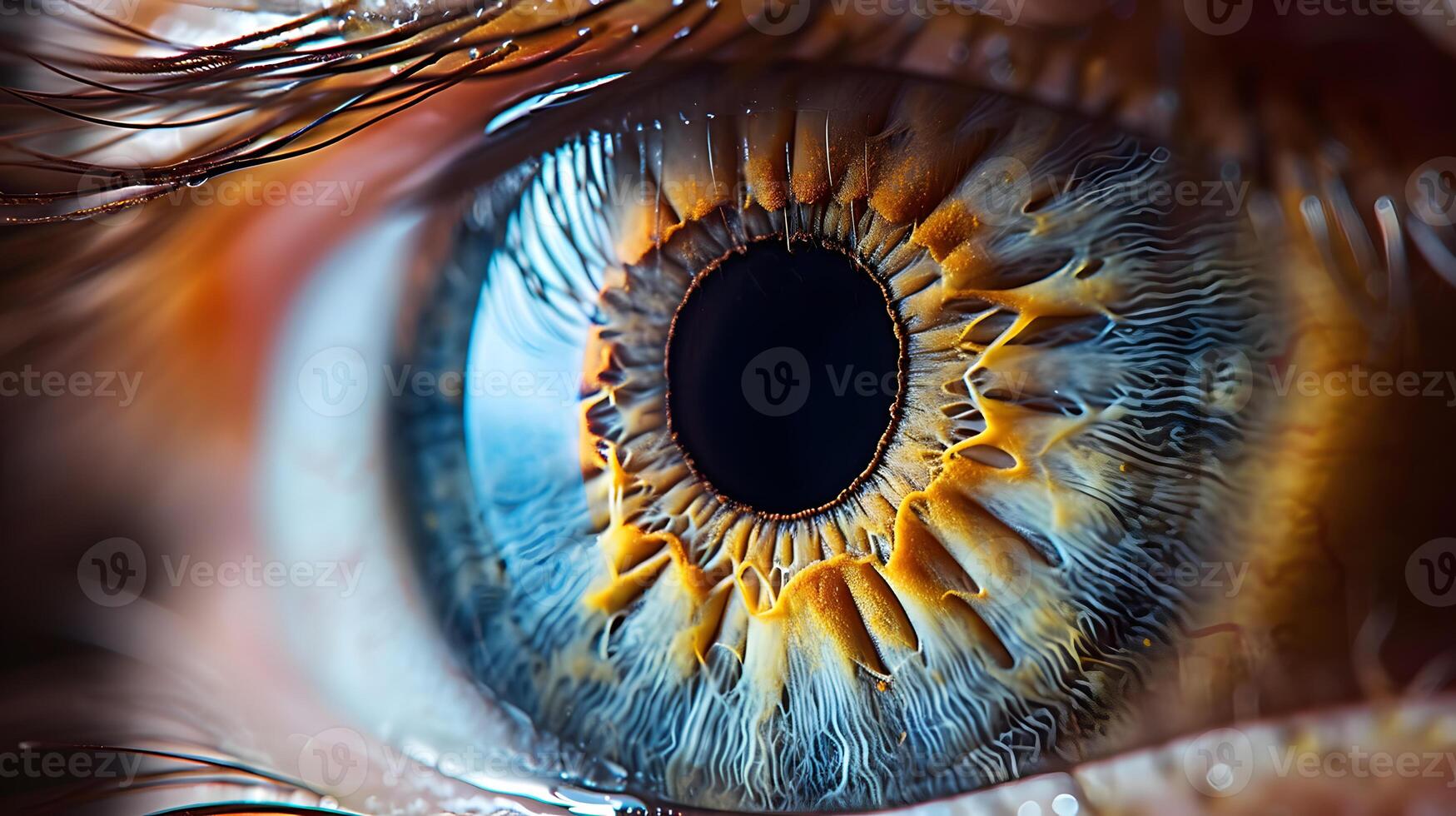 AI generated Human eye close-up, pupil and iris. AI Generated photo