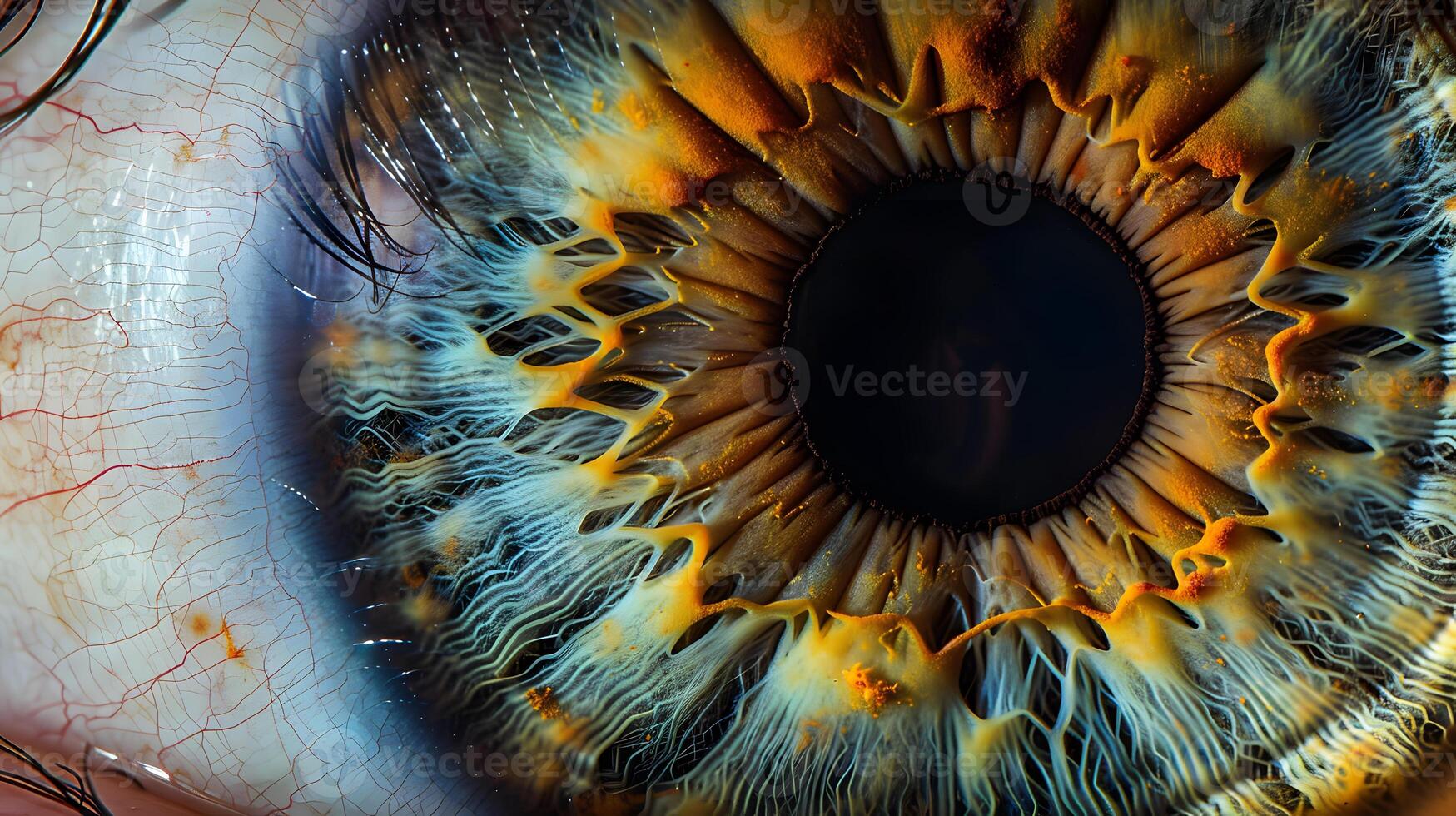 AI generated Human eye close-up, pupil and iris. AI Generated photo