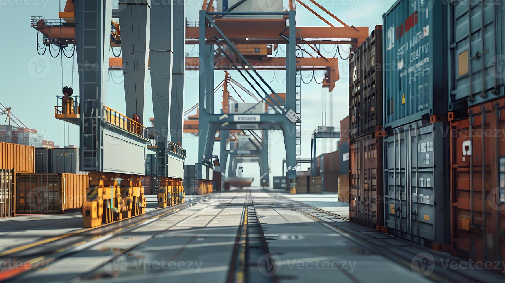 AI generated A ship for transporting cargo containers and also unloading it at the docks of a cargo port. AI Generated photo