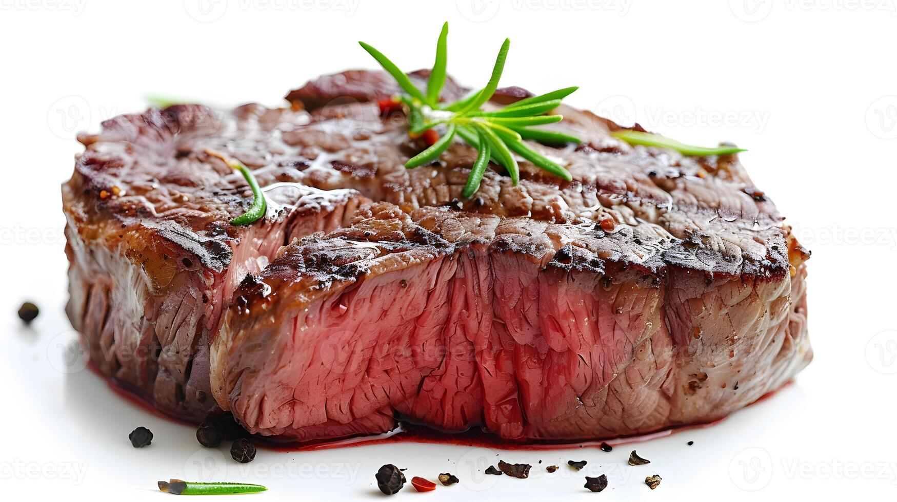 AI generated Fresh juicy delicious beef steak on a dark background. AI Generated photo