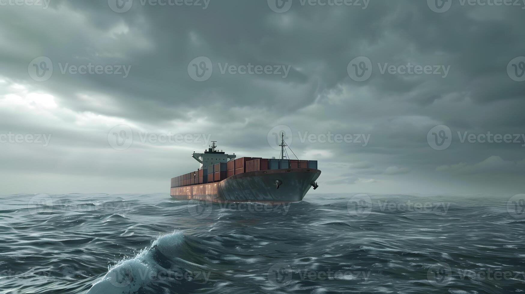 AI generated A ship for transporting cargo containers and also unloading it at the docks of a cargo port. AI Generated photo