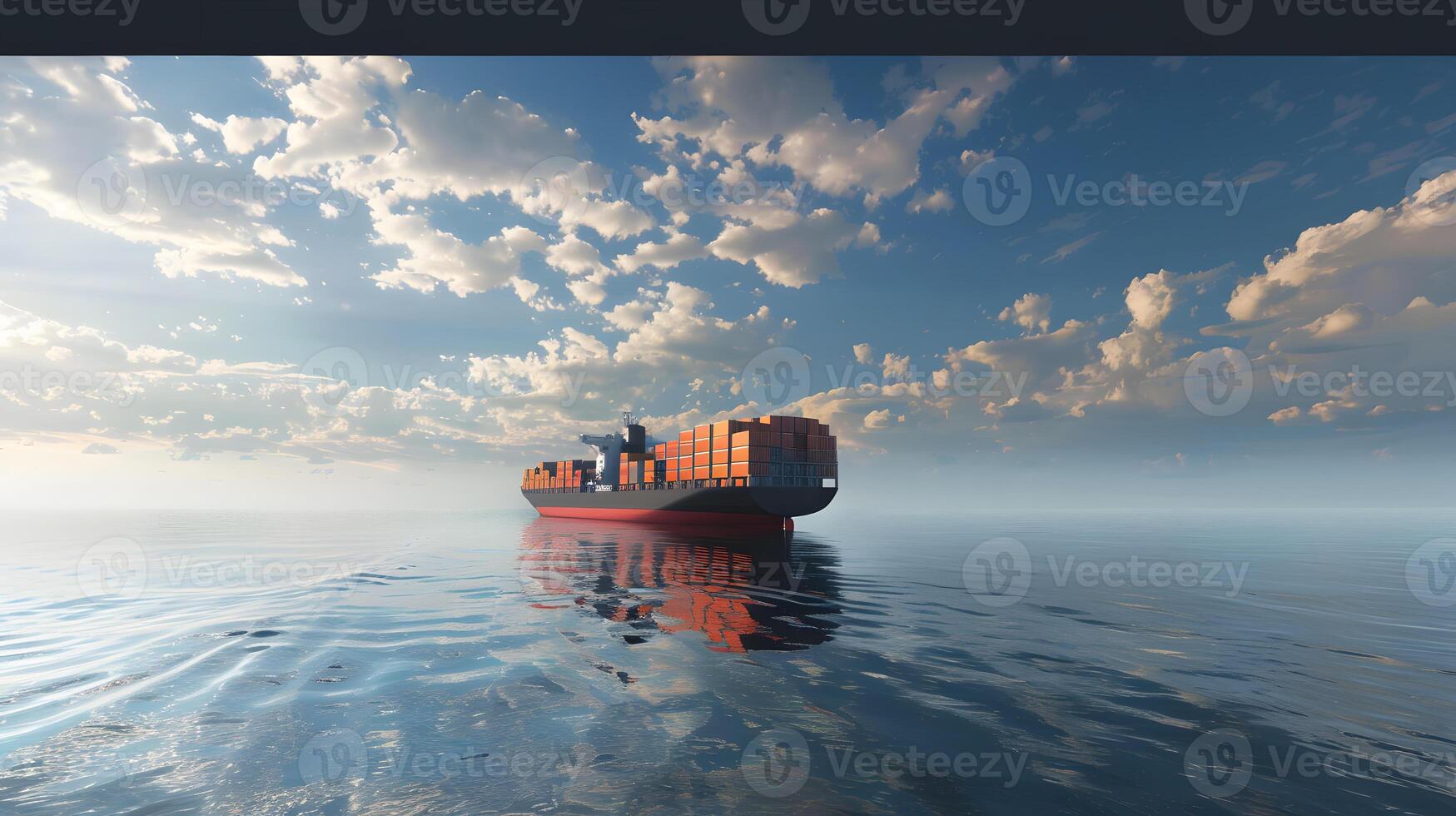 AI generated A ship for transporting cargo containers and also unloading it at the docks of a cargo port. AI Generated photo