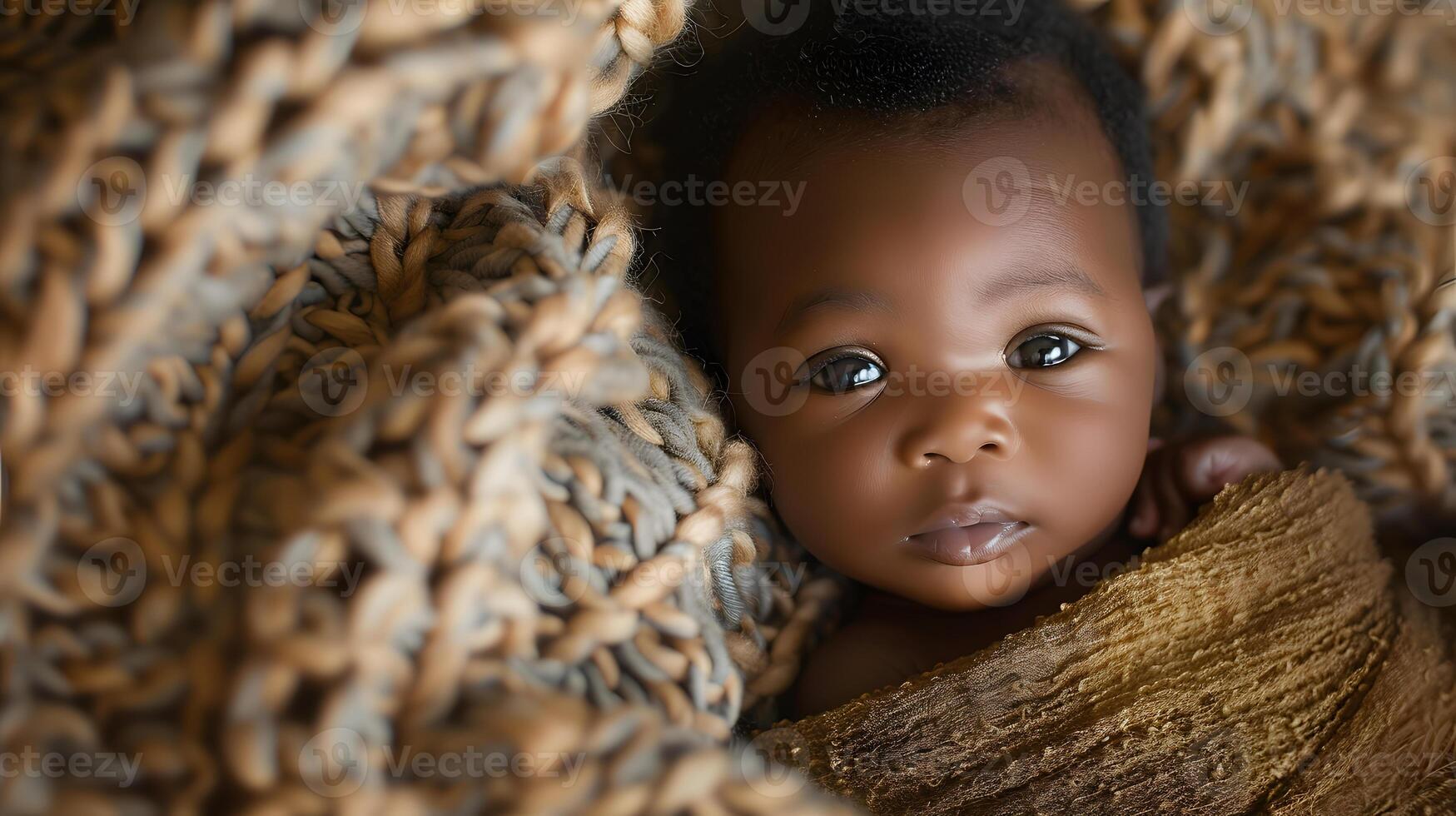 AI generated A beautiful newborn baby in soft comfortable clothes. AI Generated photo