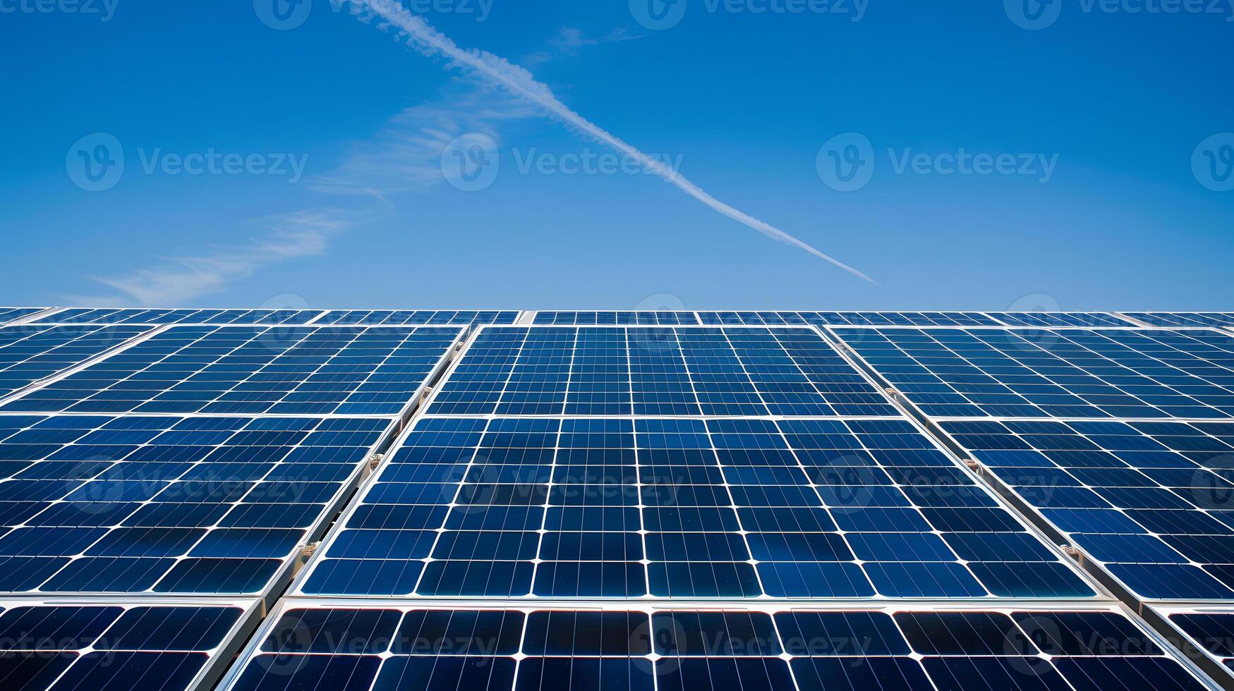 AI generated Fields of solar panels and systems to produce green electricity. AI Generated photo