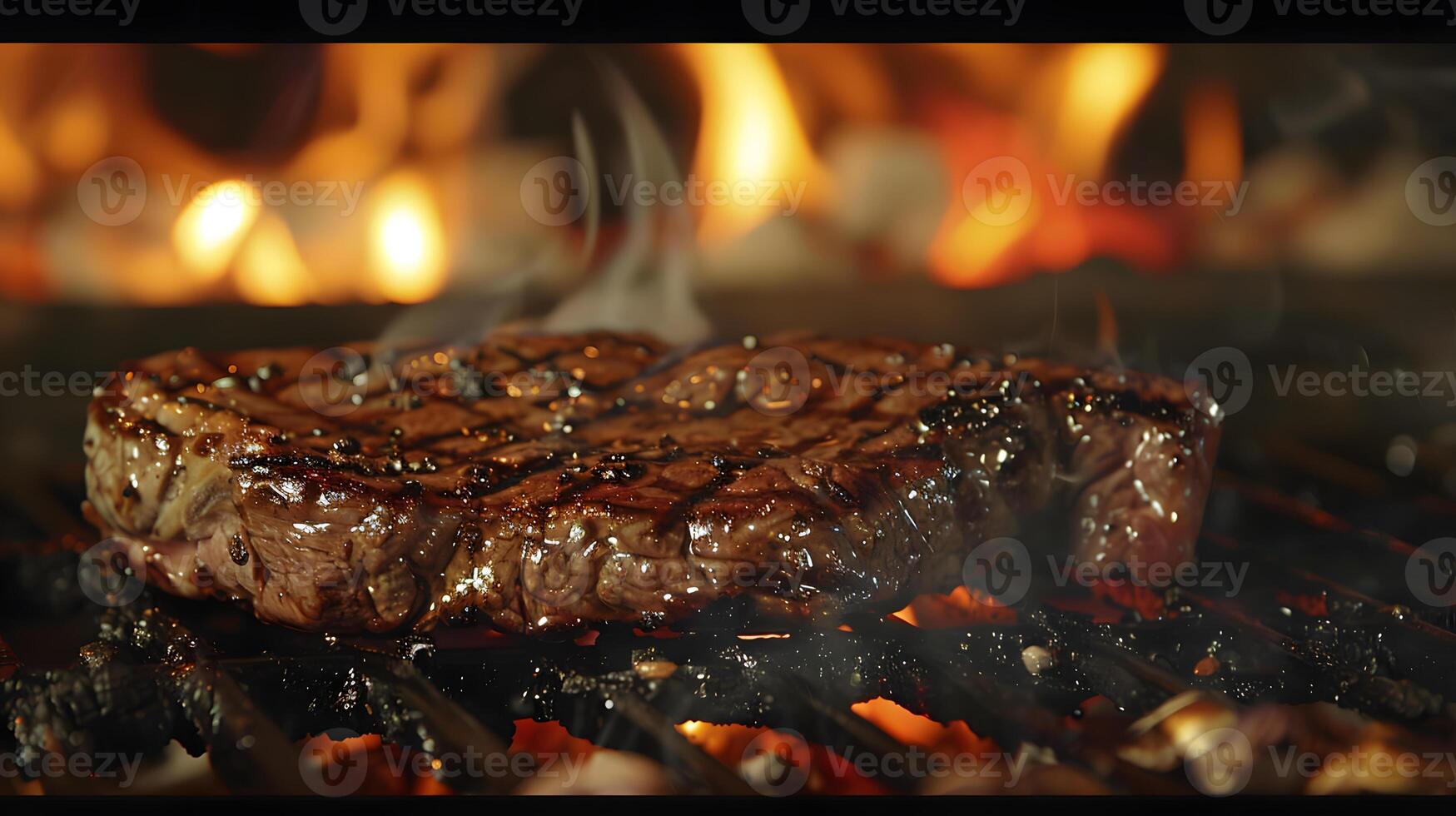 AI generated Fresh juicy delicious beef steak on a dark background. AI Generated photo