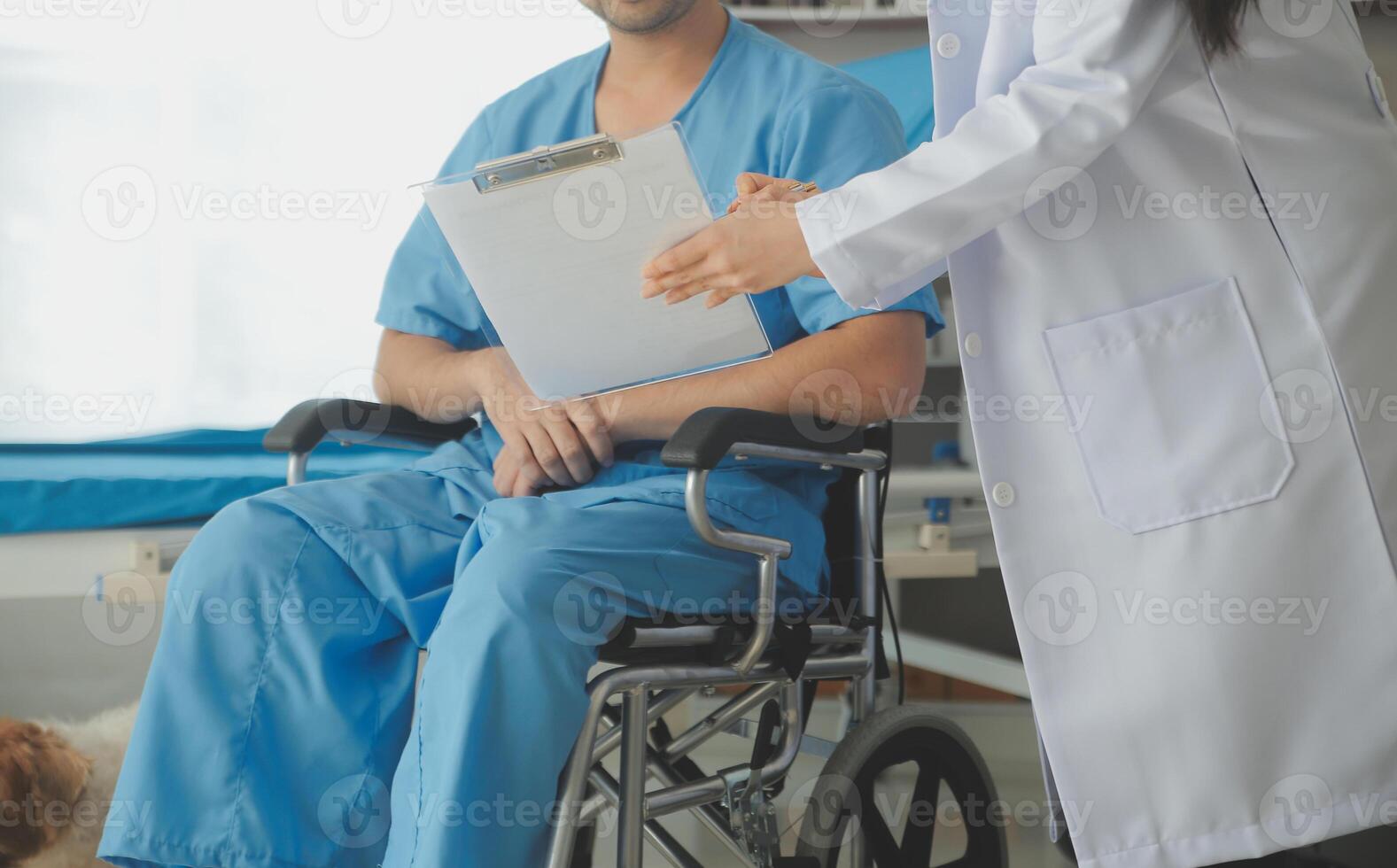 Female doctors who treat patients make an appointment to listen to the results after a physical examination and explain medical information and diagnose the disease. Medical concepts and good healt. photo