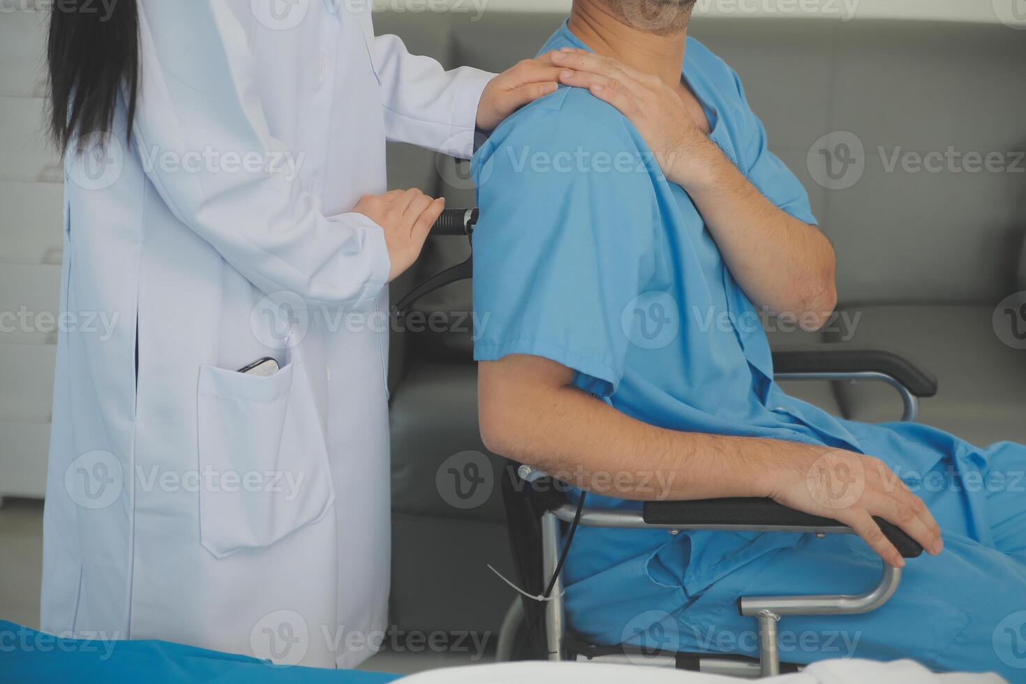 Female doctors who treat patients make an appointment to listen to the results after a physical examination and explain medical information and diagnose the disease. Medical concepts and good healt. photo