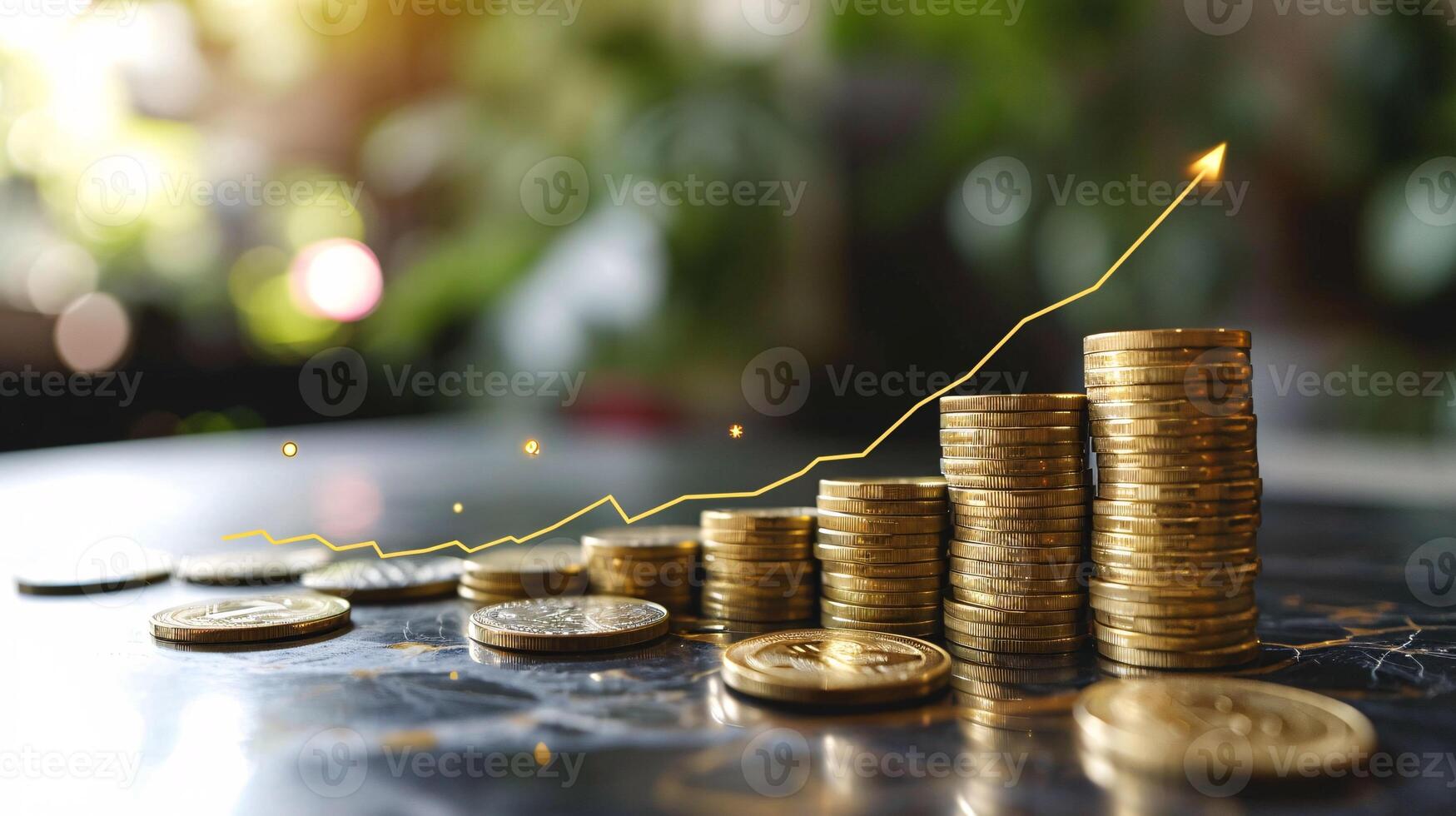 AI generated The idea of financial success and property administration Real estate investing promotion assessment Heap of money with chart photo