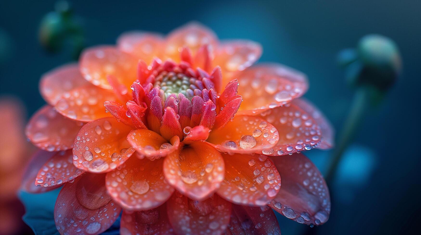 AI generated Close-up of Dahlia flowers with water drops photo