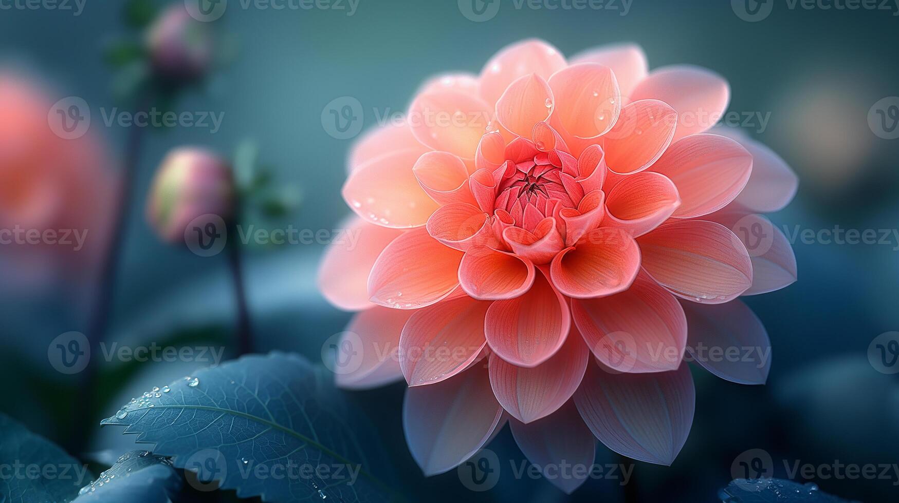 AI generated Close up of pink dahlia flower photo